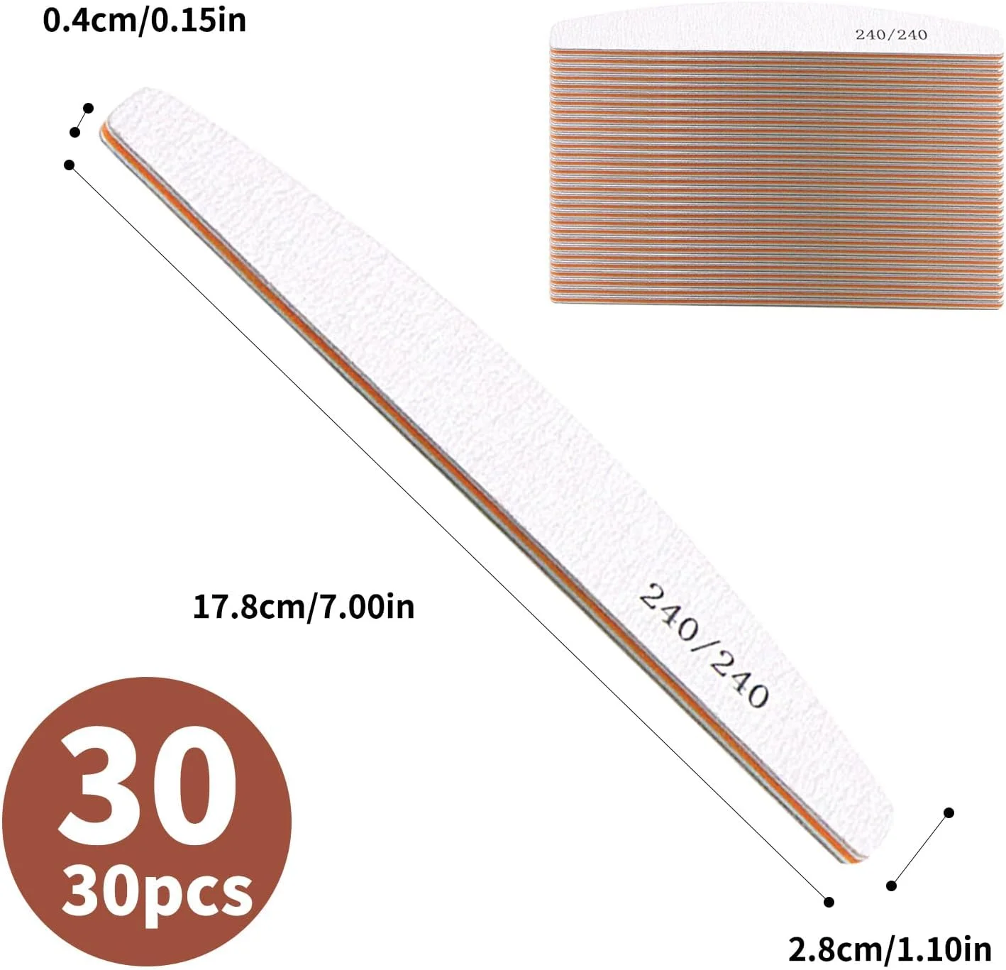سوهان ناخن ژلی 30 عددی: سوهان ناخن حرفه ای دو طرفه 240/240 برای ناخن های ژلی، سالن و خانه سوهان ناخن ژلی 30 عددی: سوهان ناخن حرفه ای دو طرفه 240/240 برای ناخن های ژلی، سالن و خانه