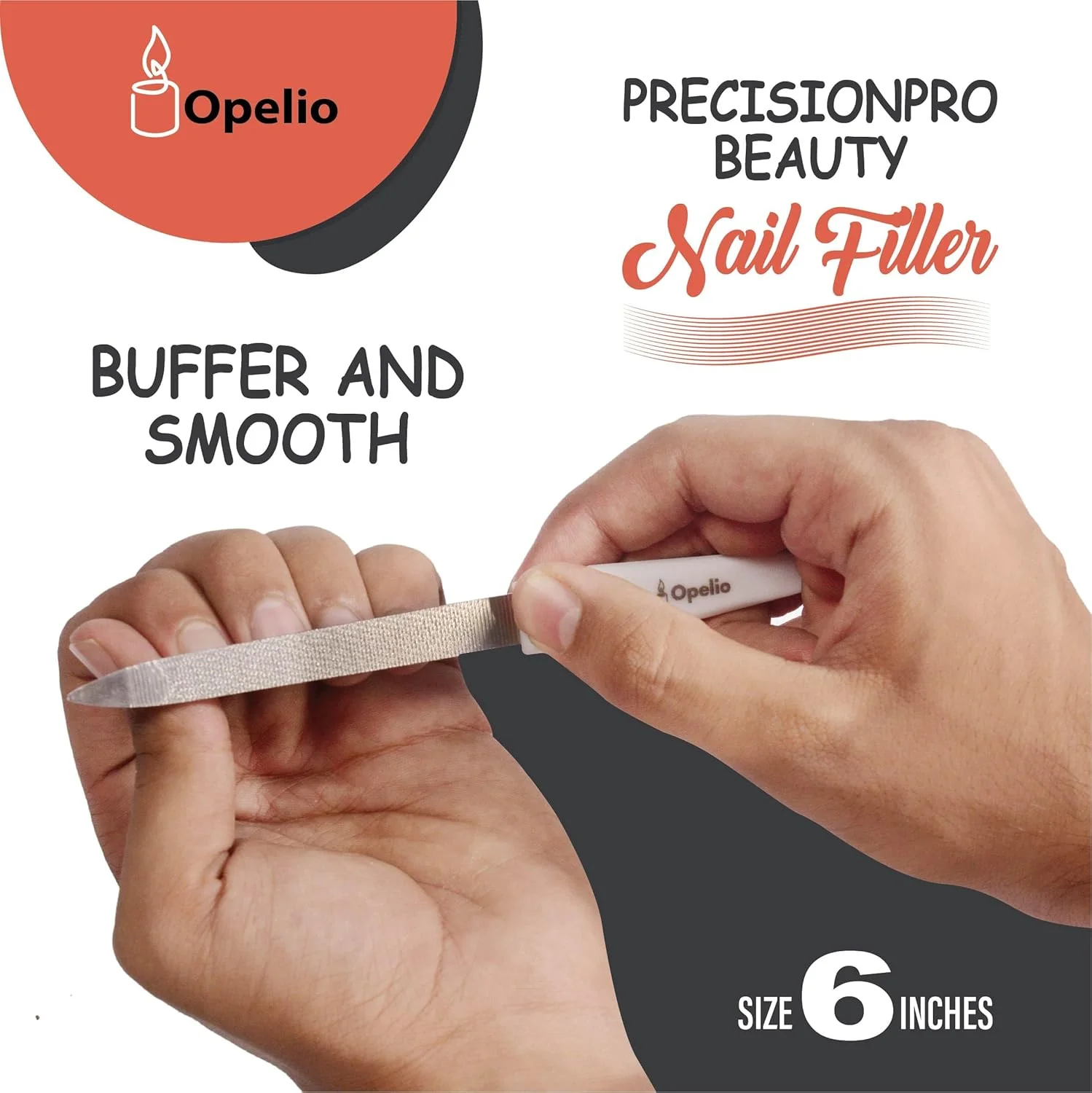 سوهان ناخن Opelio با دسته پلاستیکی - بسته تکی، بادوام و ملایم برای ناخن های طبیعی، مانیکور، پدیکور و صاف کردن لبه ها