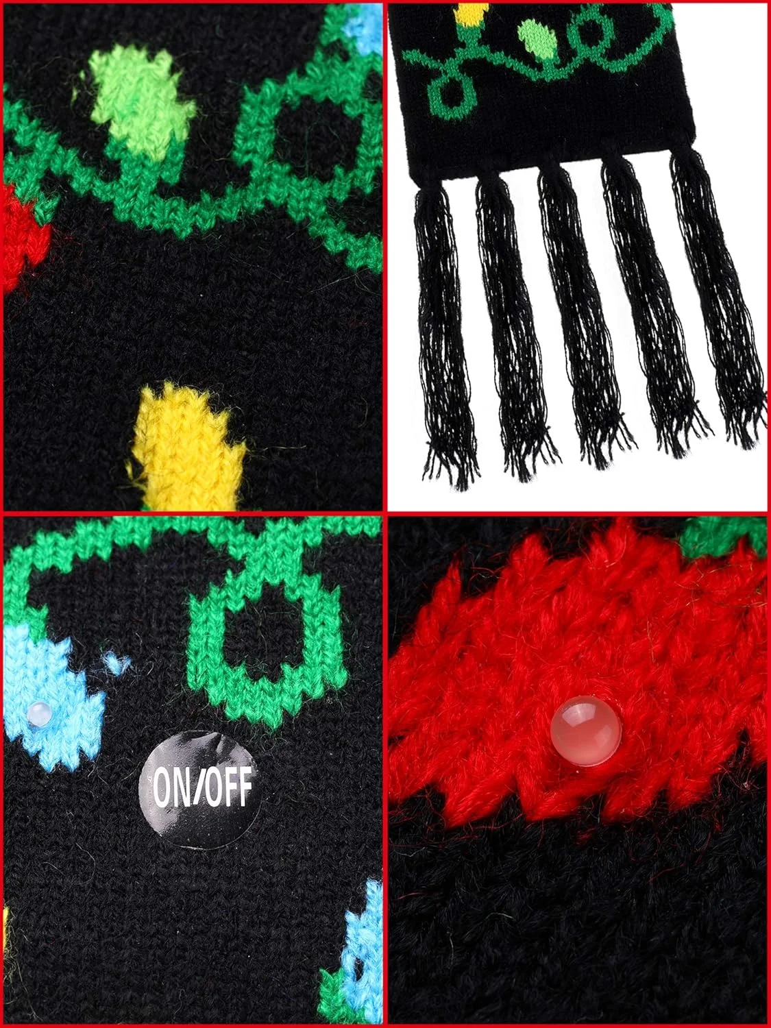 ست 2 عددی کلاه و شال گردن چراغ دار LED کریسمس مناسب مهمانی کریسمس