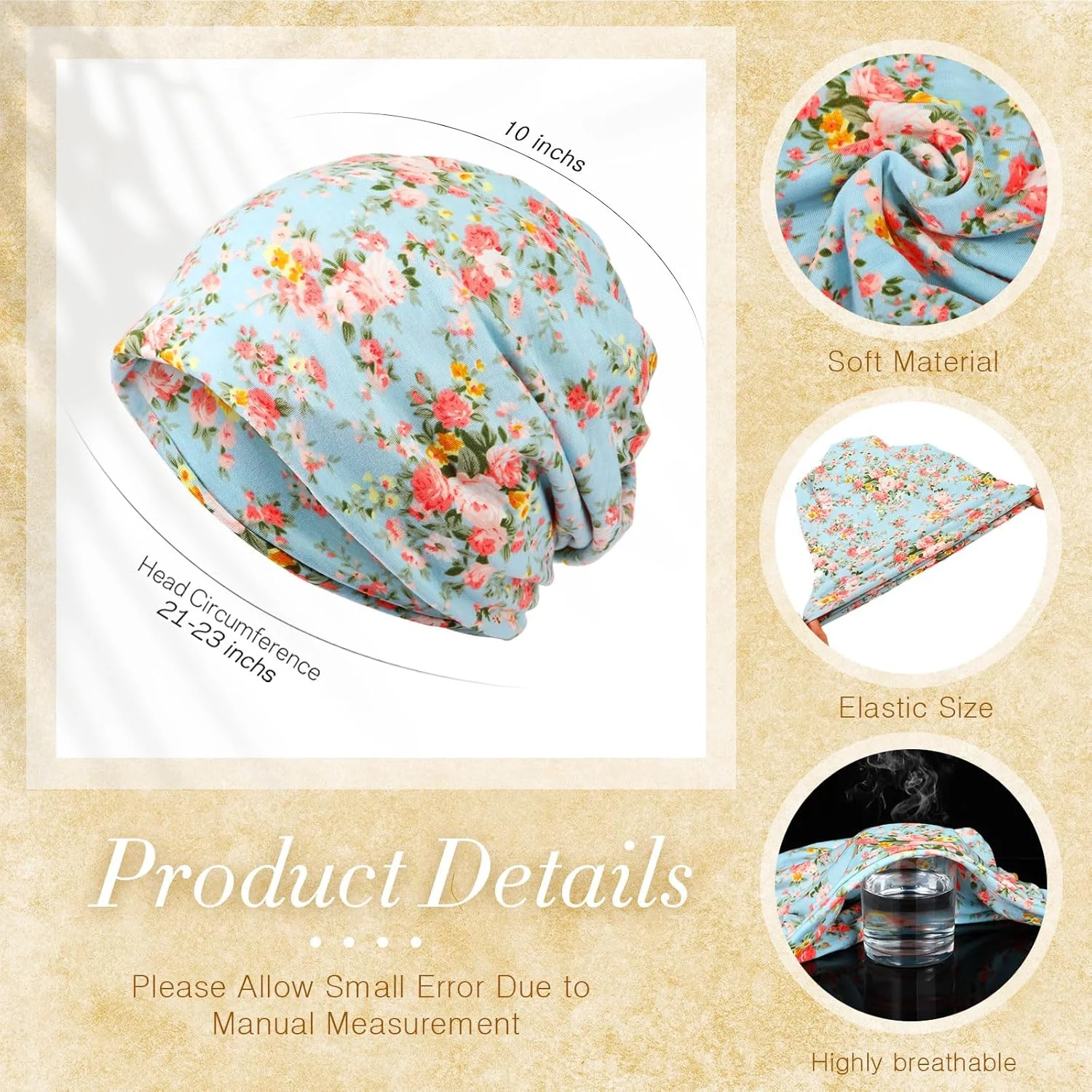 ست 5 عددی کلاه شل زنانه، کلاه عمامه کشی، کلاه سر پوششی برای بیماران سرطانی، کلاه جمجمه ای گشاد، روسری خواب