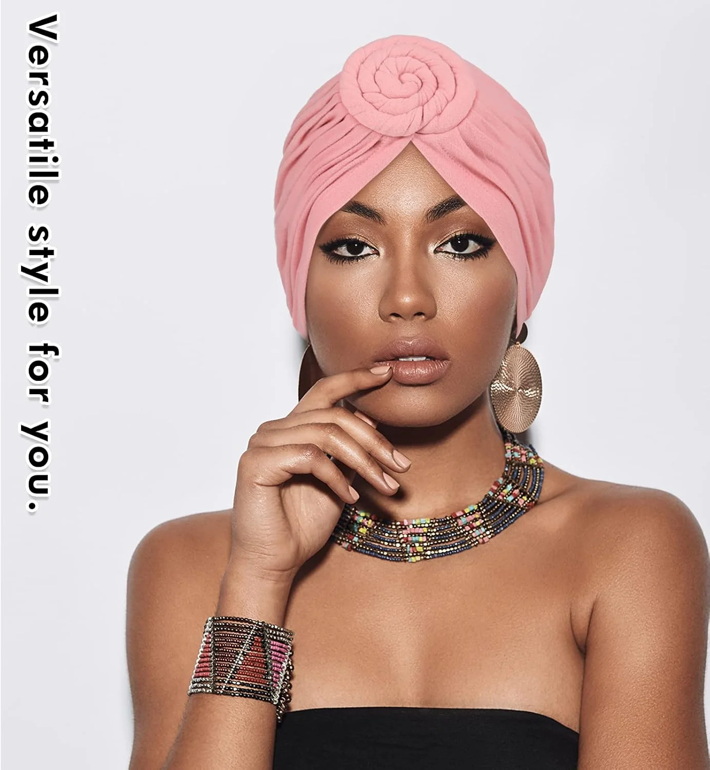 ساتینیور، 4 عدد هدبند طرح آفریقایی از پیش گره خورده، کلاه عمامه ای، کلاه بافتنی