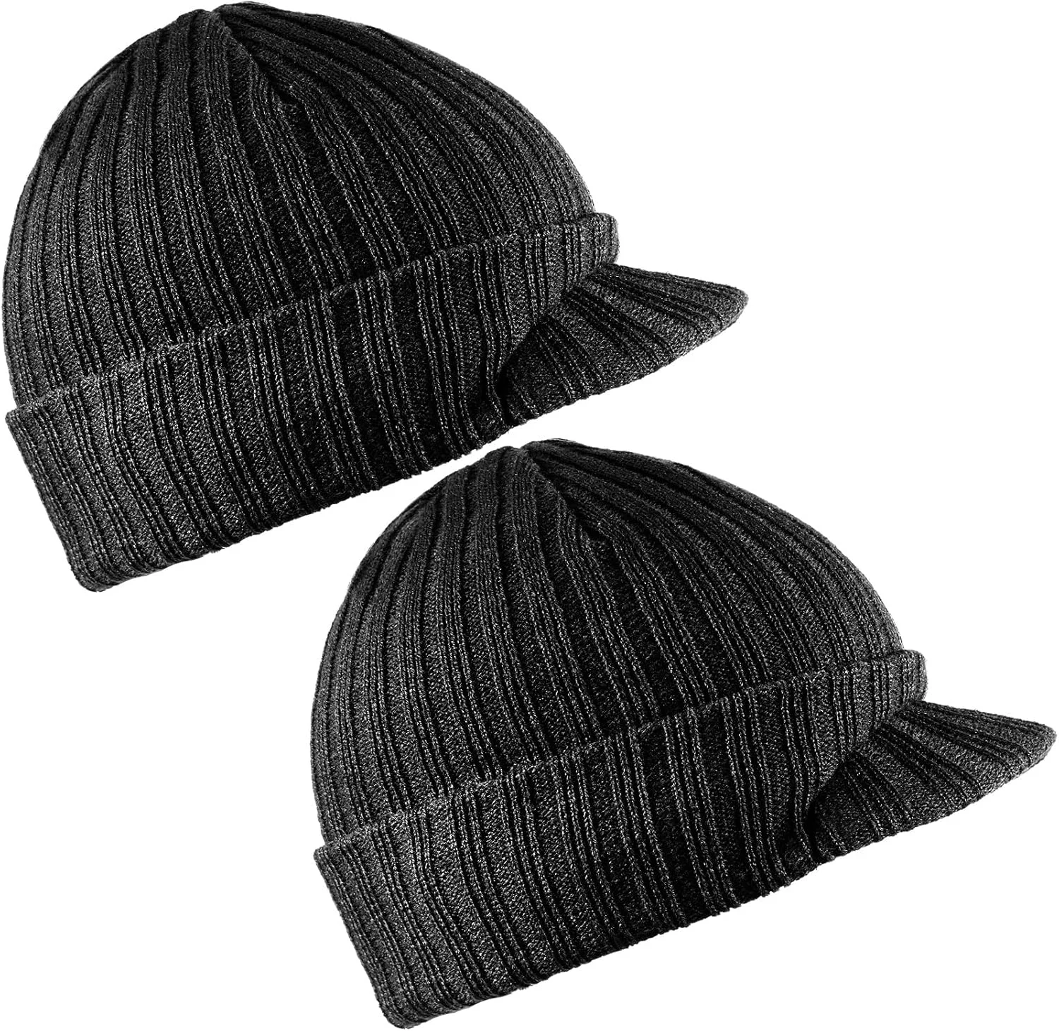 کلاه بافتنی مردانه ساتینیور، 2 عدد کلاه نقاب دار پشمی، کلاه رادار پشمی، کلاه زمستانی گرم لبه دار، مشکی، M