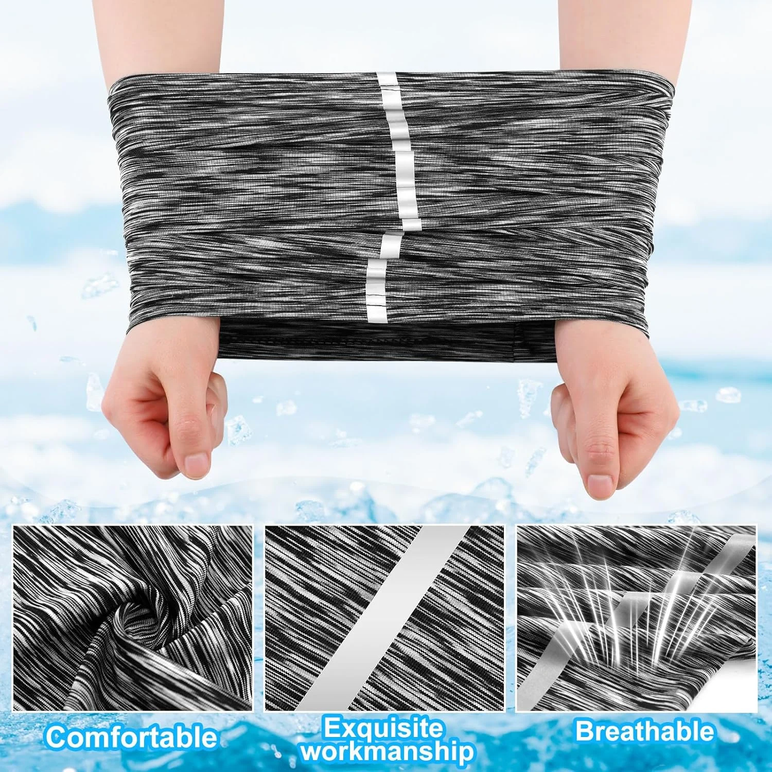 ساتینیور 4 عدد گتر گردنی بازتابنده، دستمال سر ایمنی نئون دید بالا، محافظت در برابر باد، گرد و غبار و اشعه ماوراء بنفش