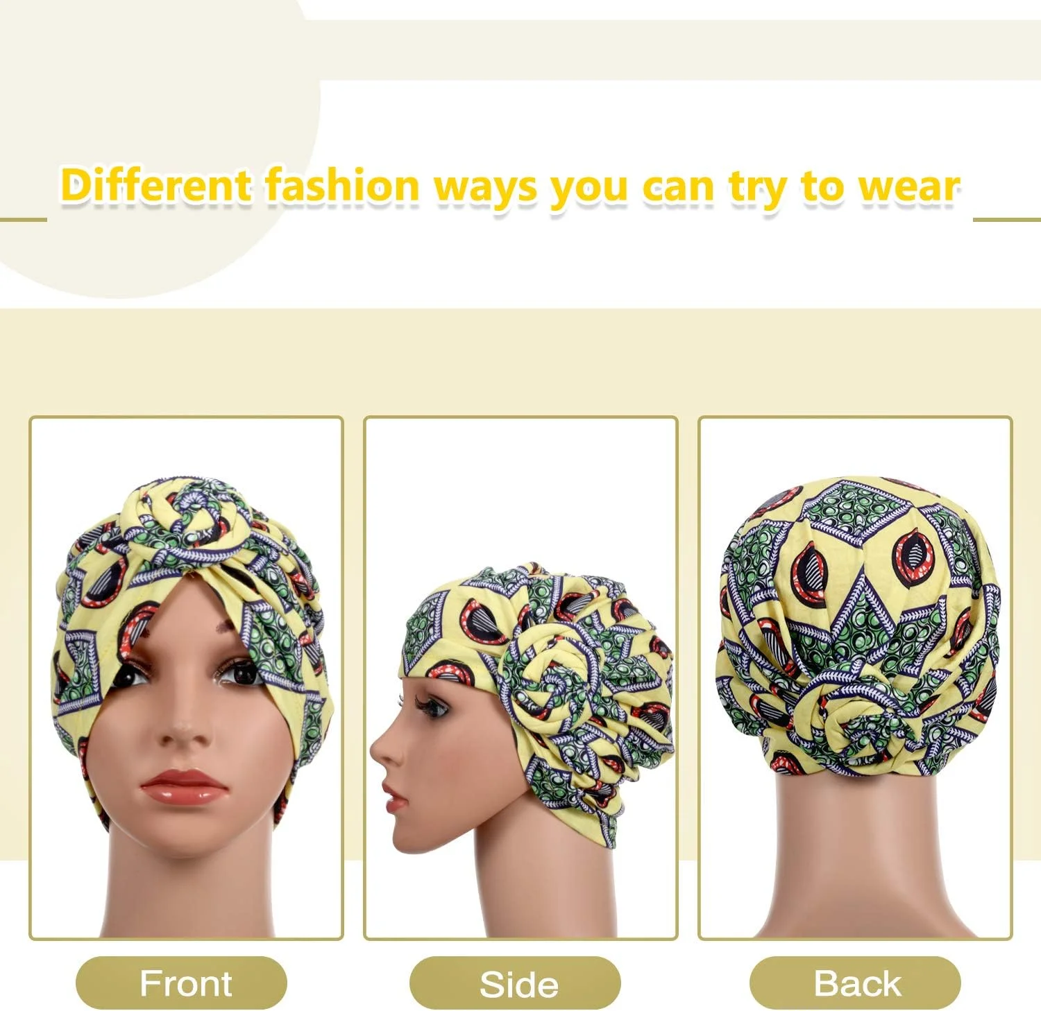 ساتینیور 6 عدد کلاه عمامه زنانه آفریقایی گره گل دار از پیش گره خورده