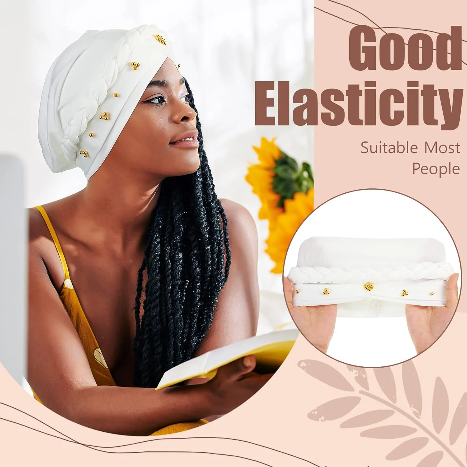 کلاه عمامه زنانه آفریقایی 6 عددی برای زنان سیاه پوست، کلاه بافت مو