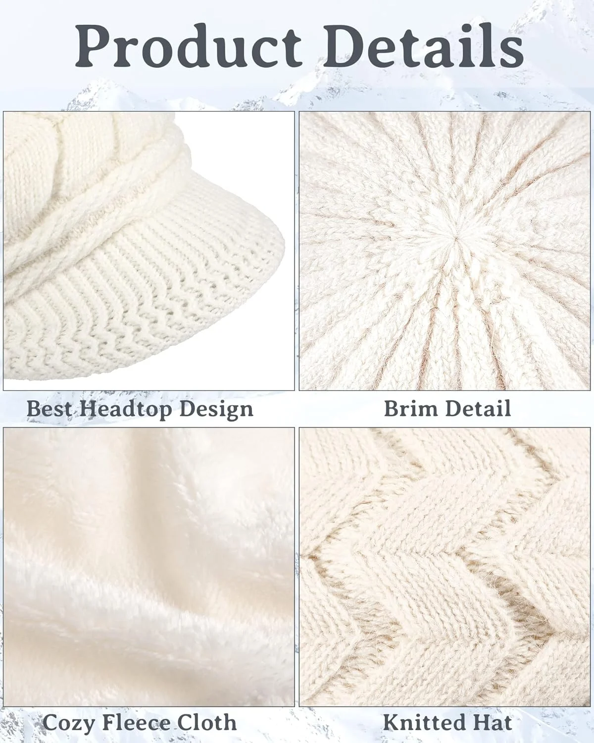 ست کلاه و دستکش زمستانی زنانه 4 تکه، کلاه بافتنی گرم و دستکش اسکی کلاه جمجمه ای با نقاب و دستکش صفحه لمسی