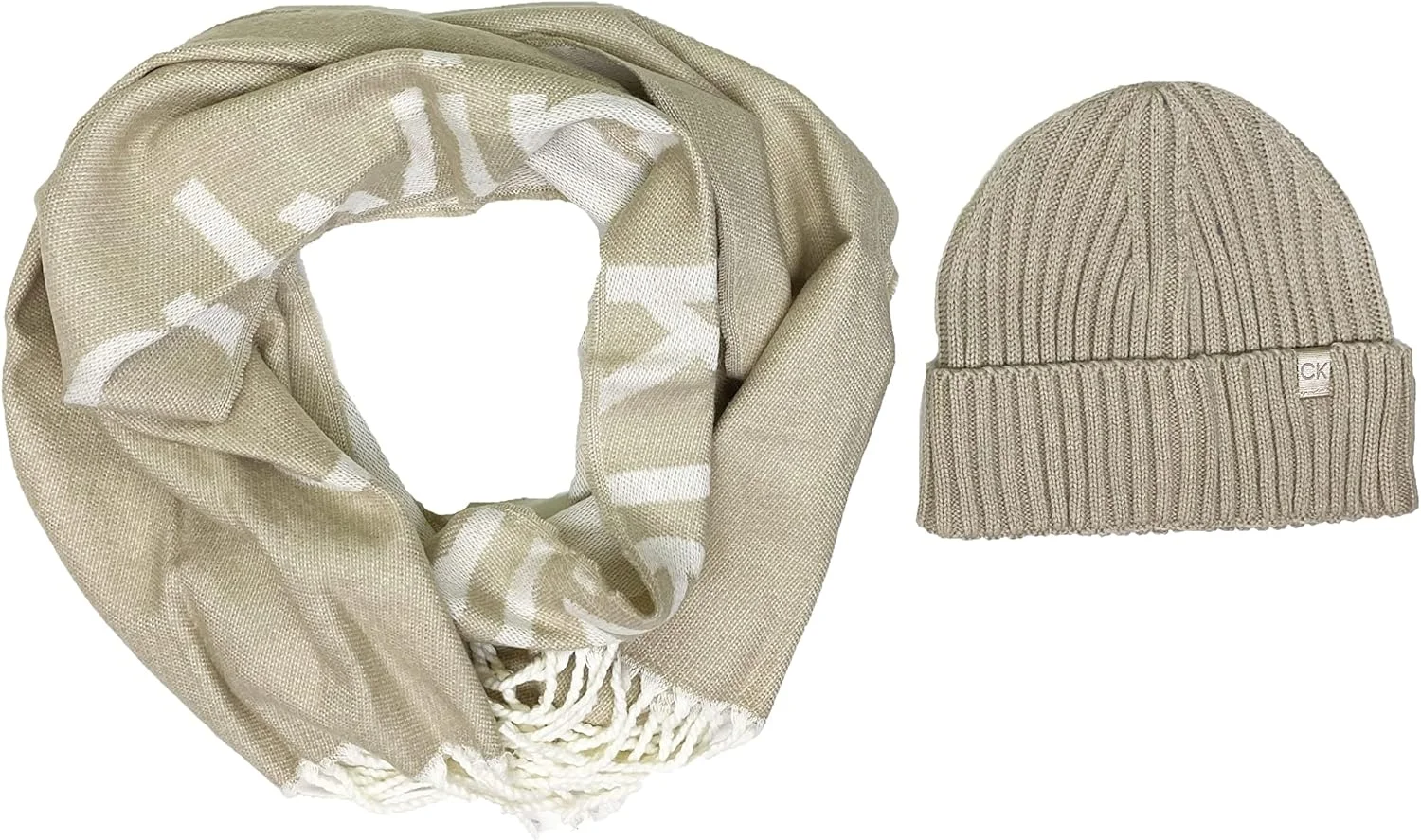ست شال گردن و کلاه بافتنی زنانه کلوین کلاین، B(a1wz6865-hda)/W، سایز One size