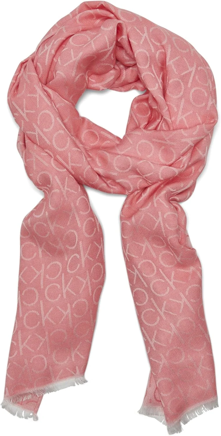 شال زنانه کالوین کلاین، شال پشمینه نرم و روزمره طرح Chambray (تک عددی)