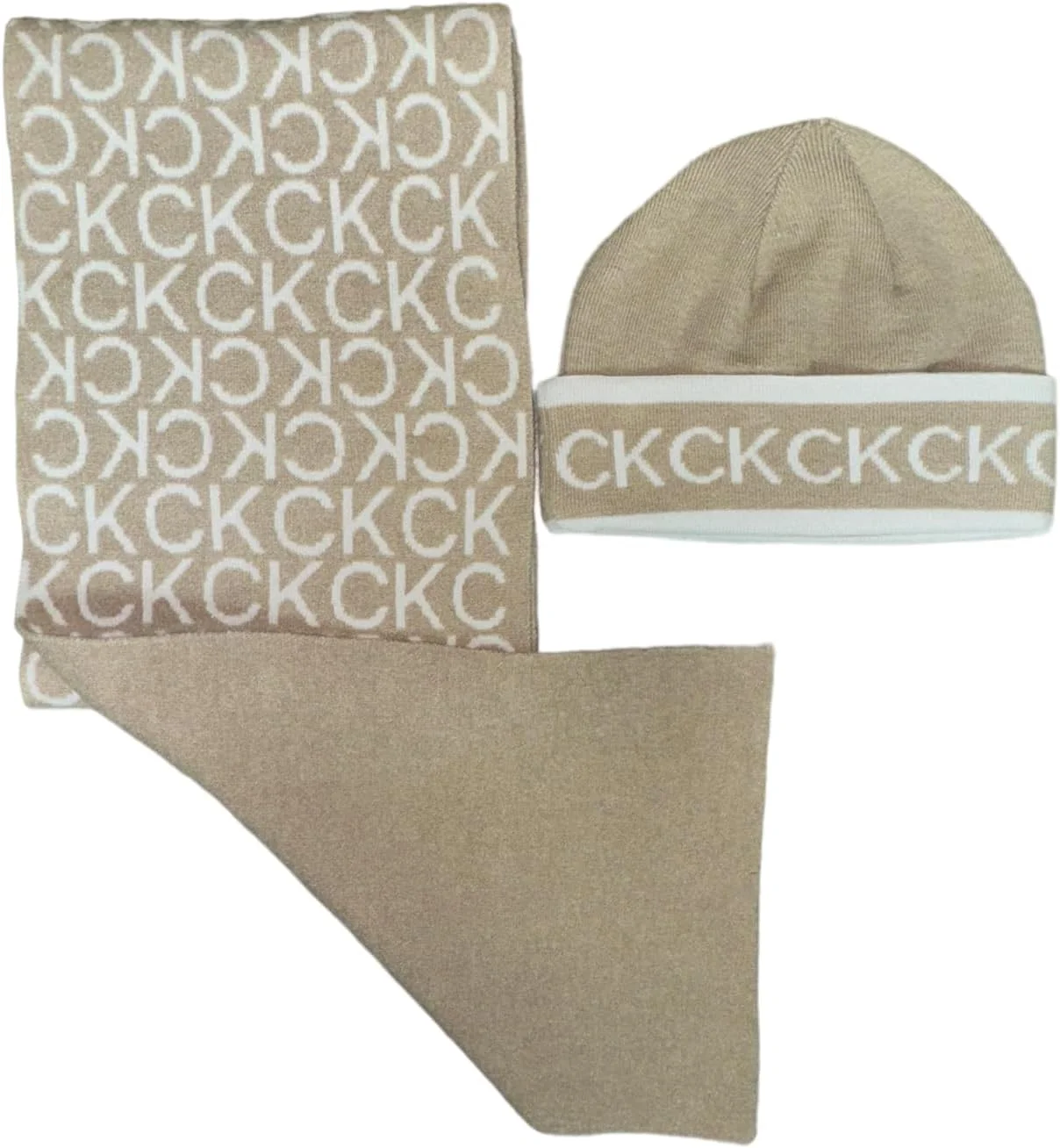 ست کلاه و شال گردن زنانه کلوین کلاین با لوگو، 2 تکه