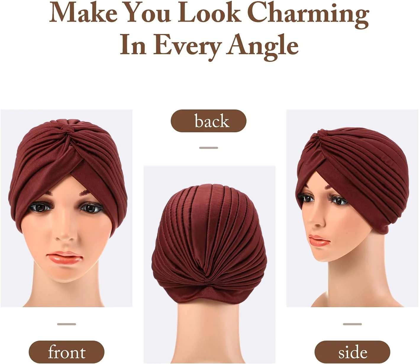 ساتینیور 6 عدد کلاه عمامه ای کشی زنانه، عمامه های شیمی درمانی گره دار نرم از قبل گره زده شده، کلاه های خواب زنانه، 6 رنگ