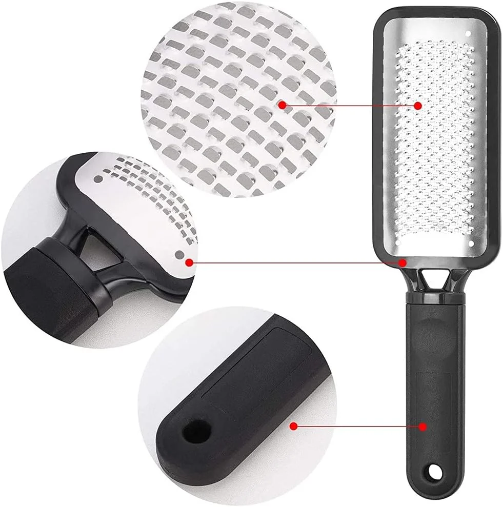 سوهان پا ALLNEWELOOK، از بین برنده پینه پا، ابزار بزرگ پدیکور استیل ضد زنگ، اسکرابر پا برای از بین بردن پینه، پوست مرده و سخت برای پاهای خشک و مرطوب، سوهان حرفه ای پا (مشکی) سوهان پا ALLNEWELOOK، از بین برنده پینه پا، ابزار بزرگ پدیکور استیل ضد زنگ، اسکرابر پا برای از بین بردن پینه، پوست مرده و سخت برای پاهای خشک و مرطوب، سوهان حرفه ای پا (مشکی)