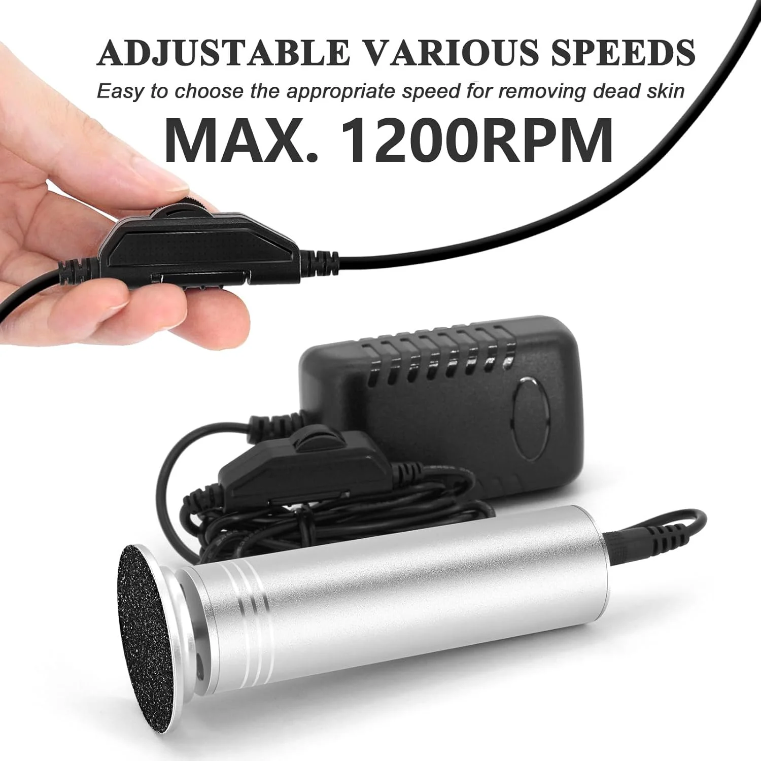 سوهان برقی پا، سرعت قابل تنظیم 0-1200 دور در دقیقه، سوهان پدیکور برقی حرفه ای با 60 دیسک سمباده ای قابل تعویض برای از بین بردن پوست مرده پاشنه پا، نقره ای سوهان برقی پا، سرعت قابل تنظیم 0-1200 دور در دقیقه، سوهان پدیکور برقی حرفه ای با 60 دیسک سمباده ای قابل تعویض برای از بین بردن پوست مرده پاشنه پا، نقره ای