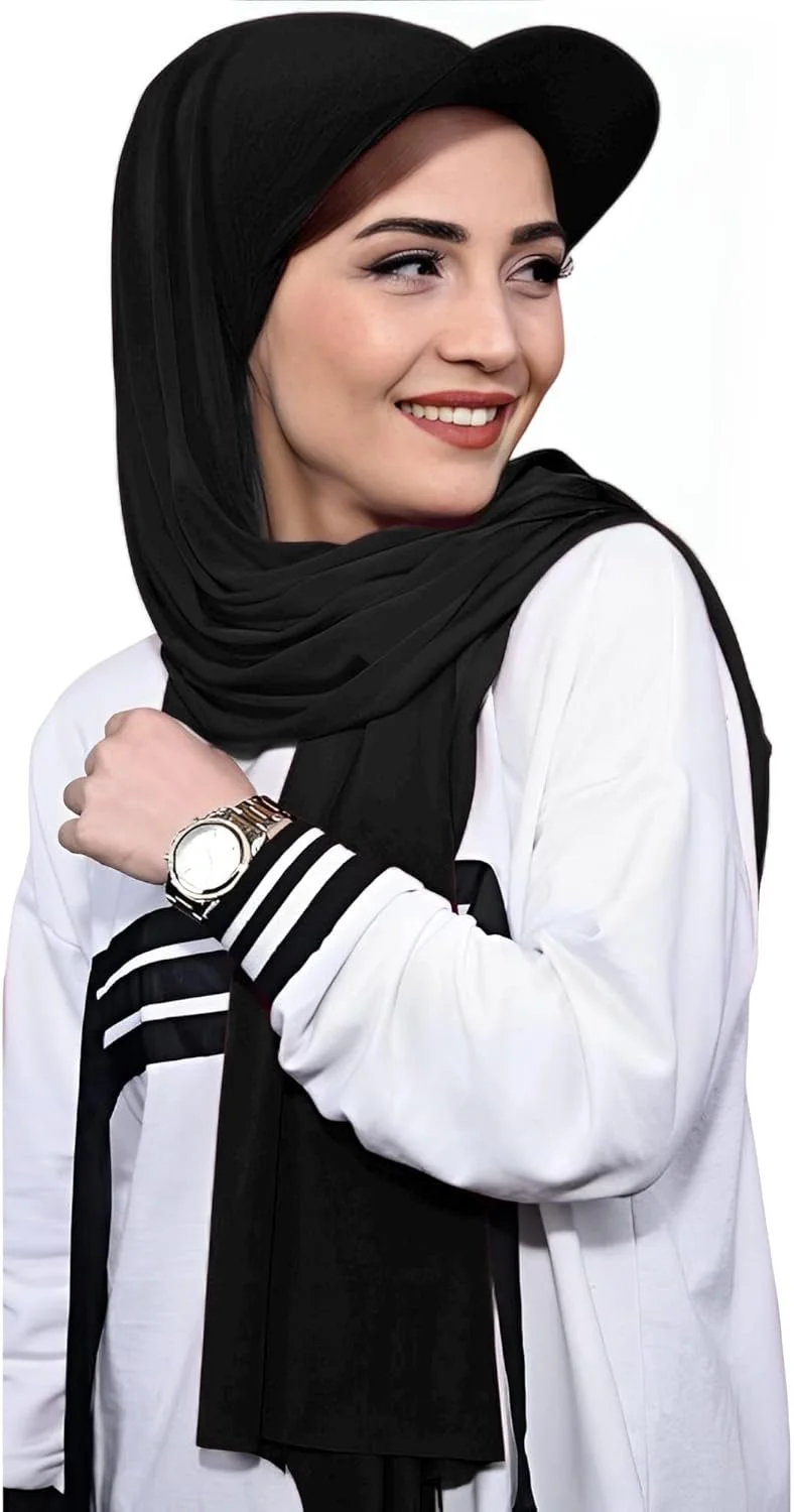 کلاه بیسبال حجاب یک تکه زنانه KASTWAVE 2 در 1 محافظ آفتاب روسری حجاب شیفون با کلاه نخی کلاه عمامه بلند پوشش کامل روسری سر نماز شال های مسلمان کلاه شیمی درمانی