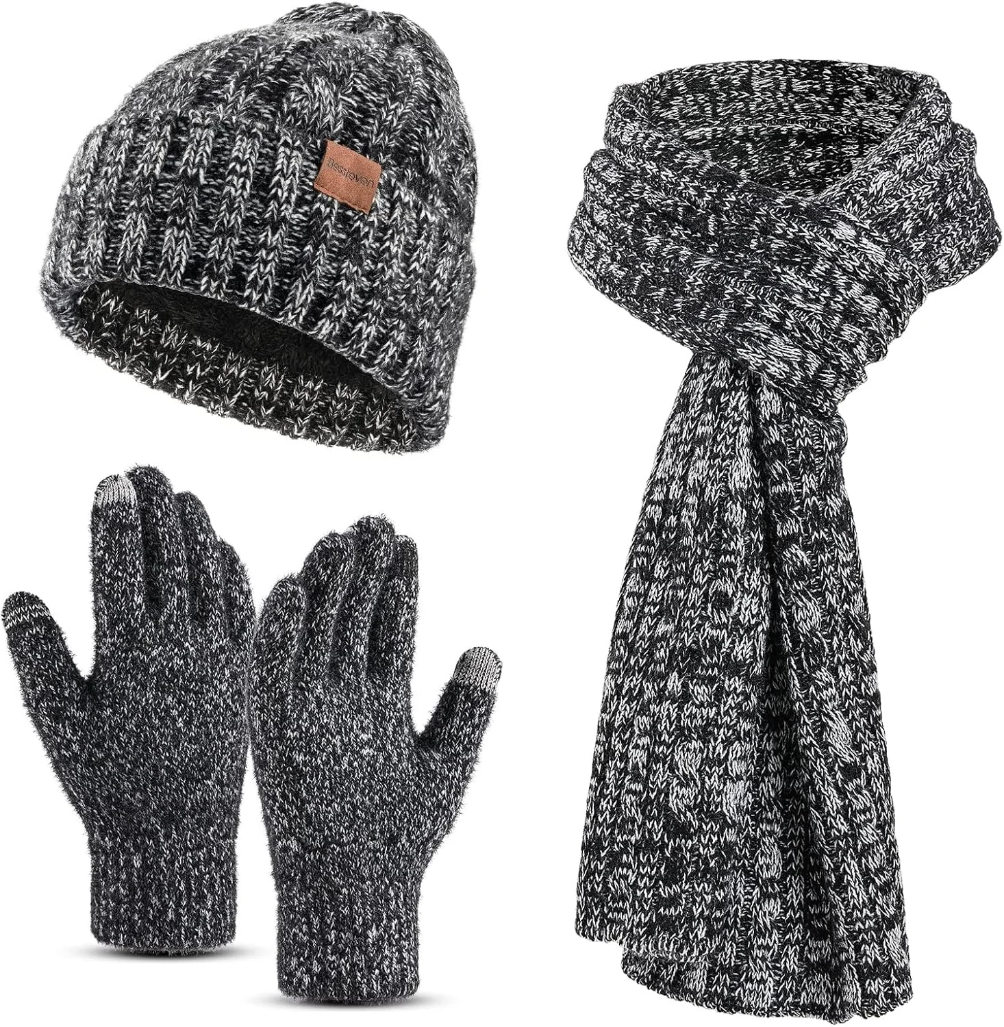 ست کلاه بافتنی زمستانی، شال گردن و دستکش KASTWAVE مناسب آقایان و بانوان، کلاه اسکی، دستکش های لمسی، ست کلاه های ست زوجی، هدیه زمستانی برای آقایان و بانوان