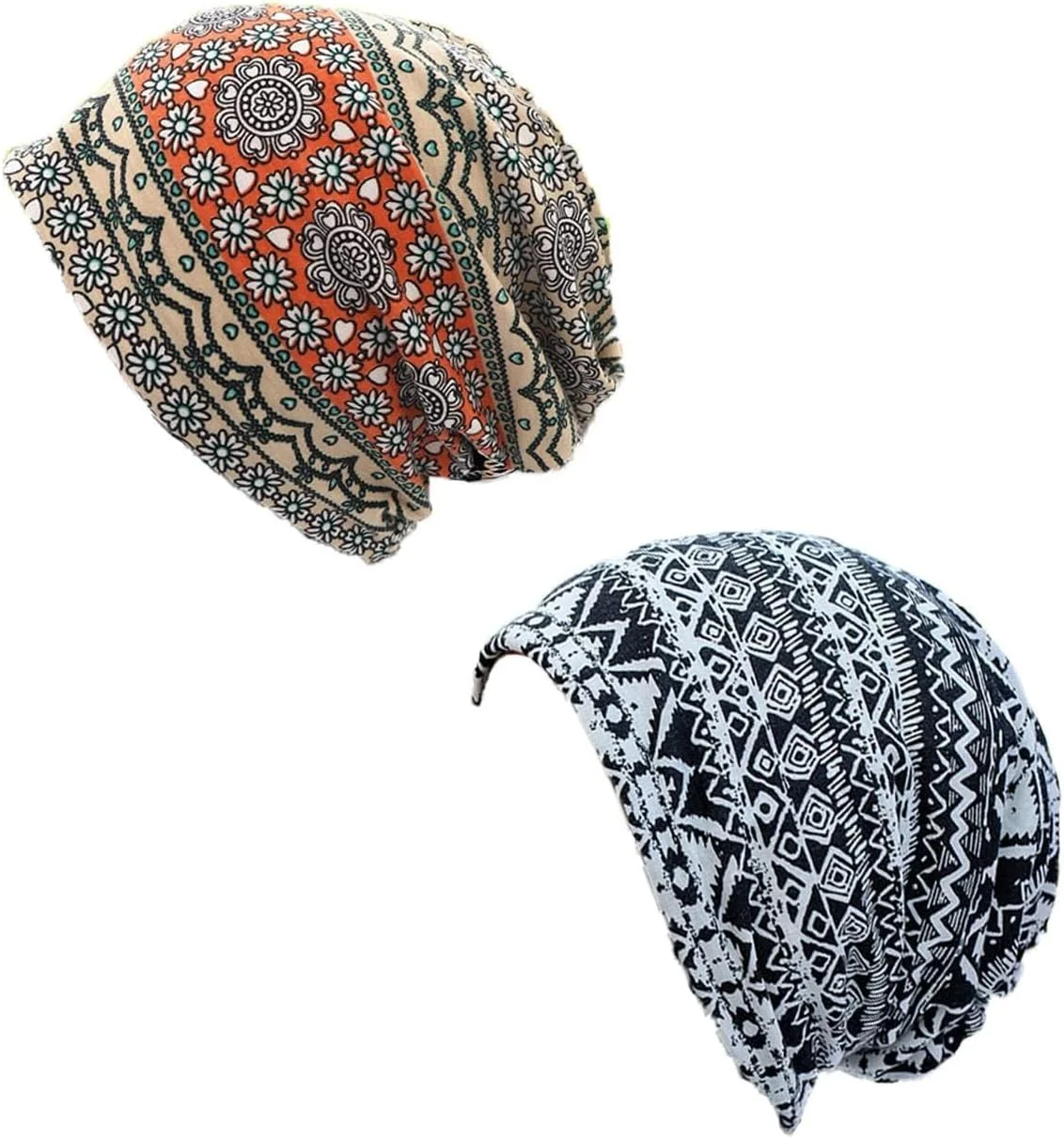 ست 2 عددی کلاه عمامه ای زنانه، کلاه های تابستانی شل و آویزان، روسری کلاه شیمی درمانی برای ریزش مو، ورزش، یوگا، خواب و استفاده روزانه