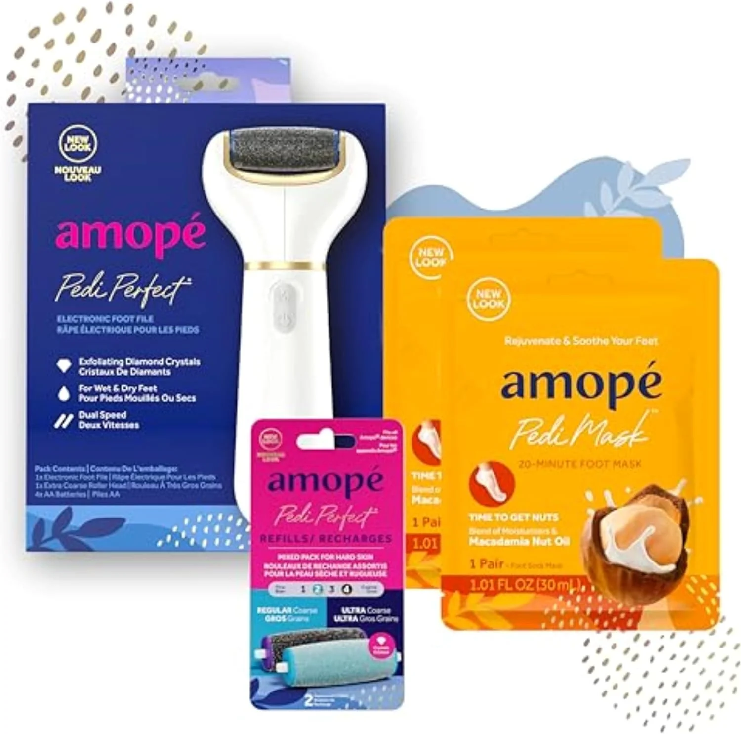 پکیج مراقبتی تجربه اسپا Amope Pedi Perfect، سوهان برقی پا خشک و مرطوب، 5 غلتک و 2 ماسک پا، هر کدام 1 عدد پکیج مراقبتی تجربه اسپا Amope Pedi Perfect، سوهان برقی پا خشک و مرطوب، 5 غلتک و 2 ماسک پا، هر کدام 1 عدد
