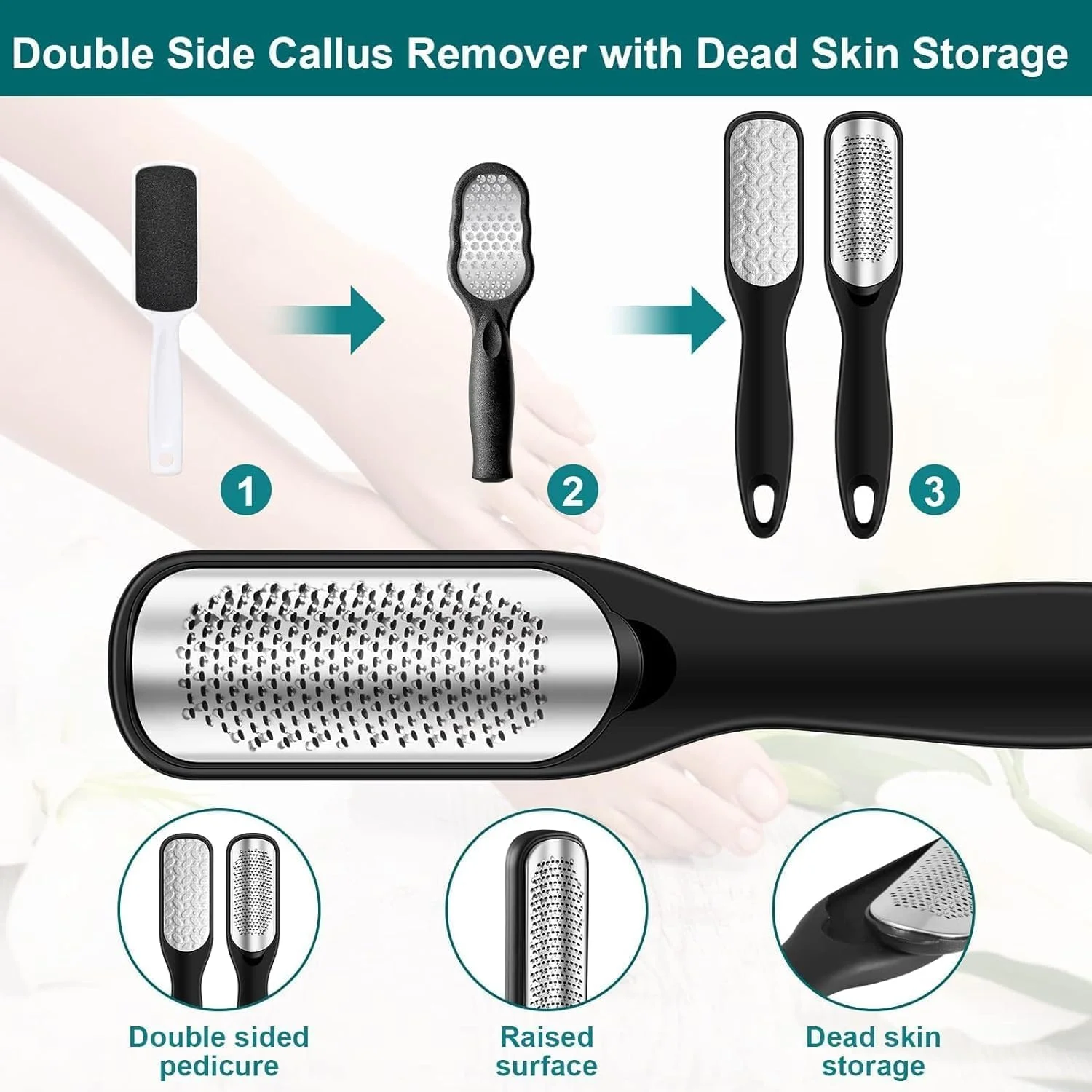 سوهان پینه پا Aputue، از بین برنده پوست مرده خشک و مرطوب، سوهان دو طرفه پینه پا با دسته، ابزار مراقبت از پا با کیفیت حرفه ای برای پاشنه های ترک خورده و پوست زبر سوهان پینه پا Aputue، از بین برنده پوست مرده خشک و مرطوب، سوهان دو طرفه پینه پا با دسته، ابزار مراقبت از پا با کیفیت حرفه ای برای پاشنه های ترک خورده و پوست زبر