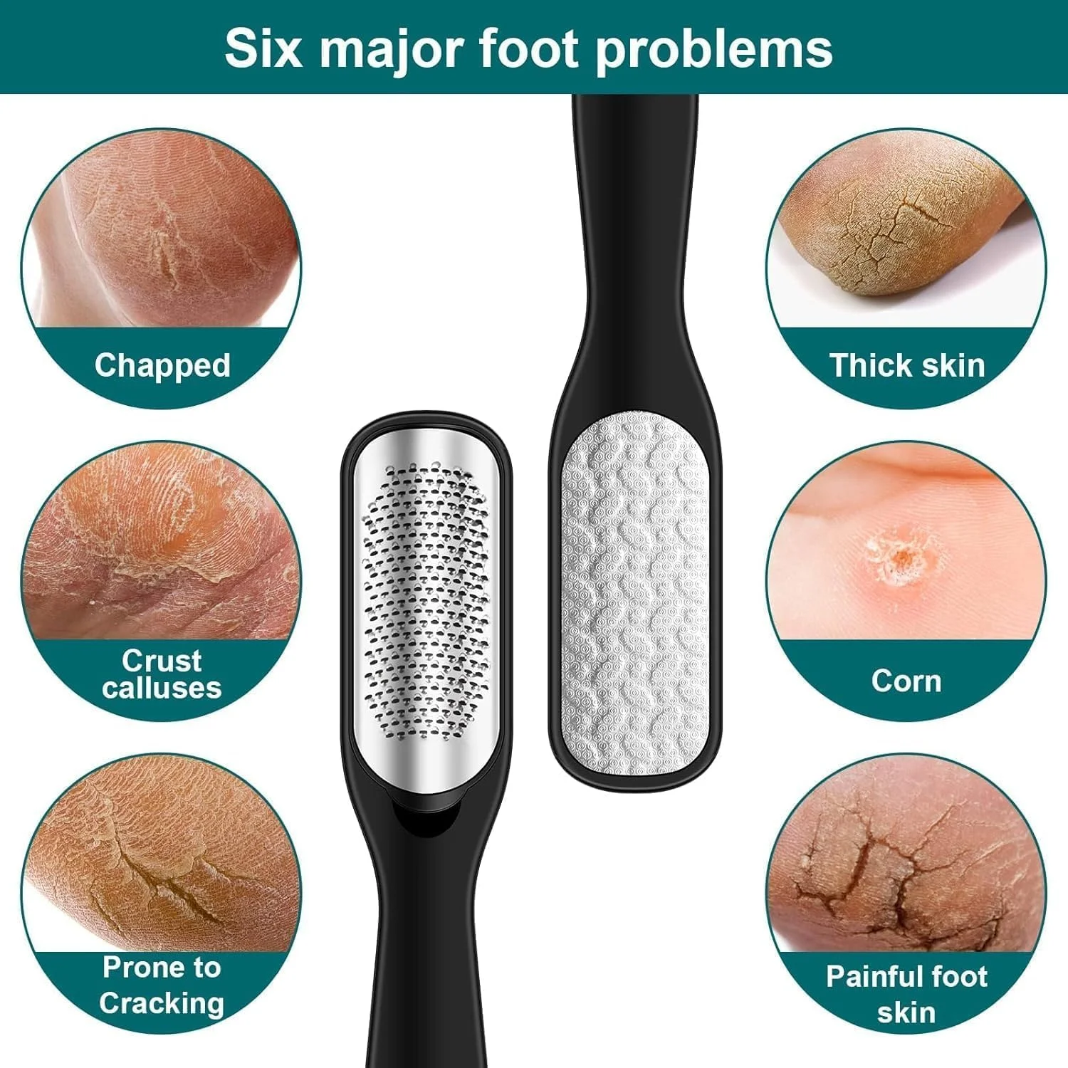 سوهان پینه پا Aputue، از بین برنده پوست مرده خشک و مرطوب، سوهان دو طرفه پینه پا با دسته، ابزار مراقبت از پا با کیفیت حرفه ای برای پاشنه های ترک خورده و پوست زبر سوهان پینه پا Aputue، از بین برنده پوست مرده خشک و مرطوب، سوهان دو طرفه پینه پا با دسته، ابزار مراقبت از پا با کیفیت حرفه ای برای پاشنه های ترک خورده و پوست زبر