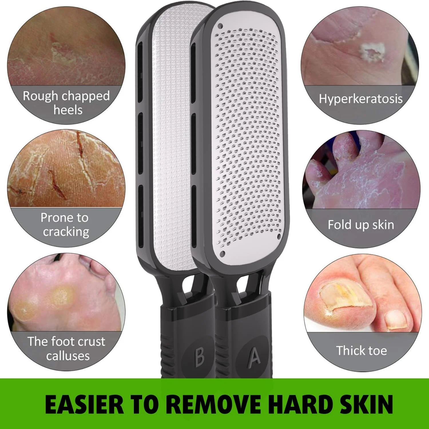 سوهان پا Antonki برای پوست مرده، سوهان دو طرفه از بین برنده پینه پا، اسکرابر فلزی پا برای پاشنه ترک خورده، ابزار حرفه ای پدیکور برای از بین بردن پوست سخت - سوهان پای 2 در 1 سوهان پا Antonki برای پوست مرده، سوهان دو طرفه از بین برنده پینه پا، اسکرابر فلزی پا برای پاشنه ترک خورده، ابزار حرفه ای پدیکور برای از بین بردن پوست سخت - سوهان پای 2 در 1