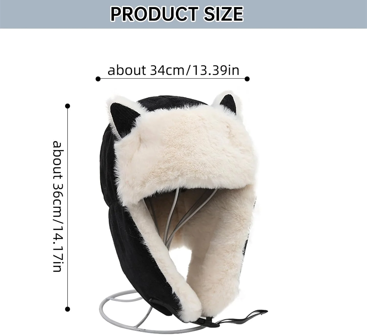 کلاه بافتنی زمستانی زنانه KASTWAVE با گوش های گربه ای - کلاه ضخیم و نرم کشسان با روکش گرم و محافظ گوش - کلاه زمستانی ضد باد