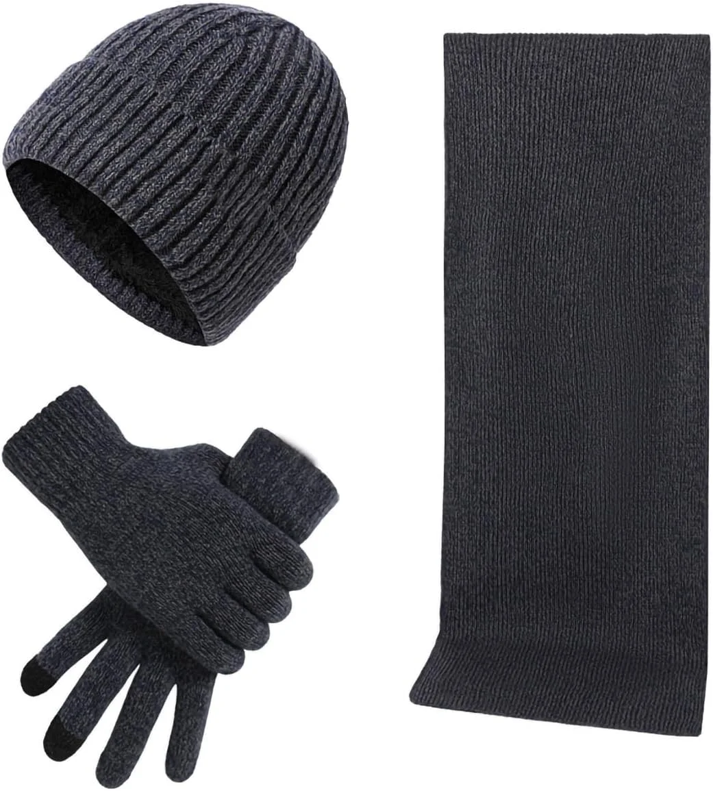 ست کلاه، شال گردن و دستکش زمستانی 3 تکه KASTWAVE - دستکش های لمسی مردانه - کلاه های بافتنی - شال گردن بلند حرارتی - دارای آستر پشمی برای ورزش های فضای باز مردانه و زنانه - سرمه ای ست کلاه، شال گردن و دستکش زمستانی 3 تکه KASTWAVE - دستکش های لمسی مردانه - کلاه های بافتنی - شال گردن بلند حرارتی - دارای آستر پشمی برای ورزش های فضای باز مردانه و زنانه - سرمه ای