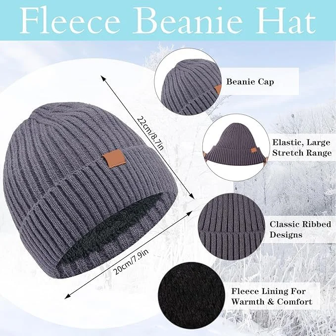 ست 3 تکه زمستانی زنانه KASTWAVE - کلاه بافتنی حرارتی، شال گردن بلند و دستکش های صفحه لمسی، لوازم جانبی گرم اسکی/فضای باز، هدیه زمستانی زیبا برای زنان - خاکستری تیره ست 3 تکه زمستانی زنانه KASTWAVE - کلاه بافتنی حرارتی، شال گردن بلند و دستکش های صفحه لمسی، لوازم جانبی گرم اسکی/فضای باز، هدیه زمستانی زیبا برای زنان - خاکستری تیره