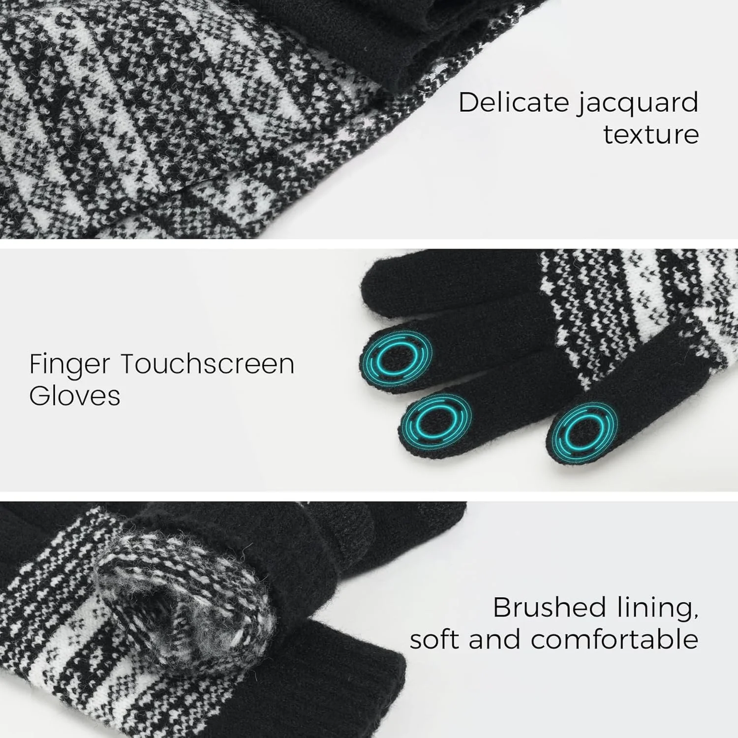 ست کلاه بافتنی زمستانی، شال گردن و دستکش زنانه KASTWAVE - شال گردن بلند ضخیم و گرم، دستکش های صفحه لمسی و کلاه جمجمه، شال گردن های راحت، مناسب برای زنان و مردان، لوازم جانبی هوای سرد و هدیه زمستانی - مشکی ست کلاه بافتنی زمستانی، شال گردن و دستکش زنانه KASTWAVE - شال گردن بلند ضخیم و گرم، دستکش های صفحه لمسی و کلاه جمجمه، شال گردن های راحت، مناسب برای زنان و مردان، لوازم جانبی هوای سرد و هدیه زمستانی - مشکی