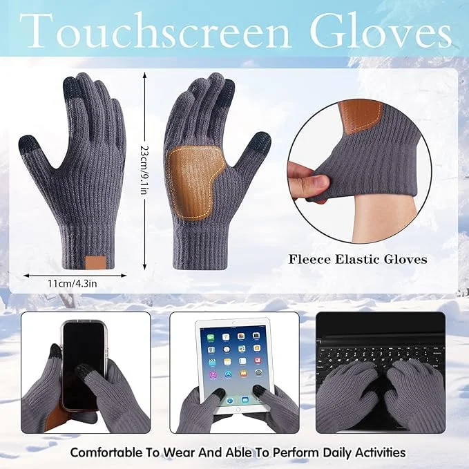 ست 3 تکه زمستانی زنانه KASTWAVE - کلاه بافتنی حرارتی، شال گردن بلند و دستکش های صفحه لمسی، لوازم جانبی گرم اسکی/فضای باز، هدیه زمستانی زیبا برای زنان - خاکستری تیره ست 3 تکه زمستانی زنانه KASTWAVE - کلاه بافتنی حرارتی، شال گردن بلند و دستکش های صفحه لمسی، لوازم جانبی گرم اسکی/فضای باز، هدیه زمستانی زیبا برای زنان - خاکستری تیره