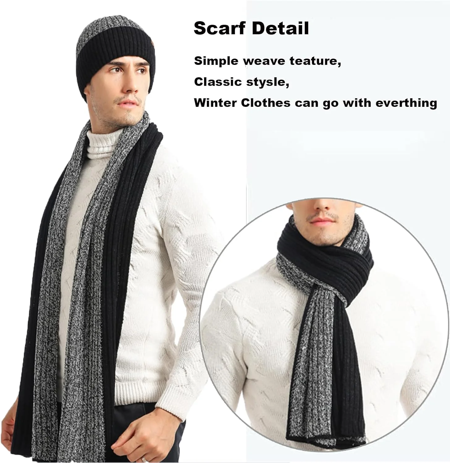 ست کلاه بافتنی زمستانی، دستکش های تاچ اسکرین و شال گردن KASTWAVE برای آقایان و بانوان - لوازم جانبی بافت گرم در رنگ های مشکی و خاکستری برای هوای سرد ست کلاه بافتنی زمستانی، دستکش های تاچ اسکرین و شال گردن KASTWAVE برای آقایان و بانوان - لوازم جانبی بافت گرم در رنگ های مشکی و خاکستری برای هوای سرد