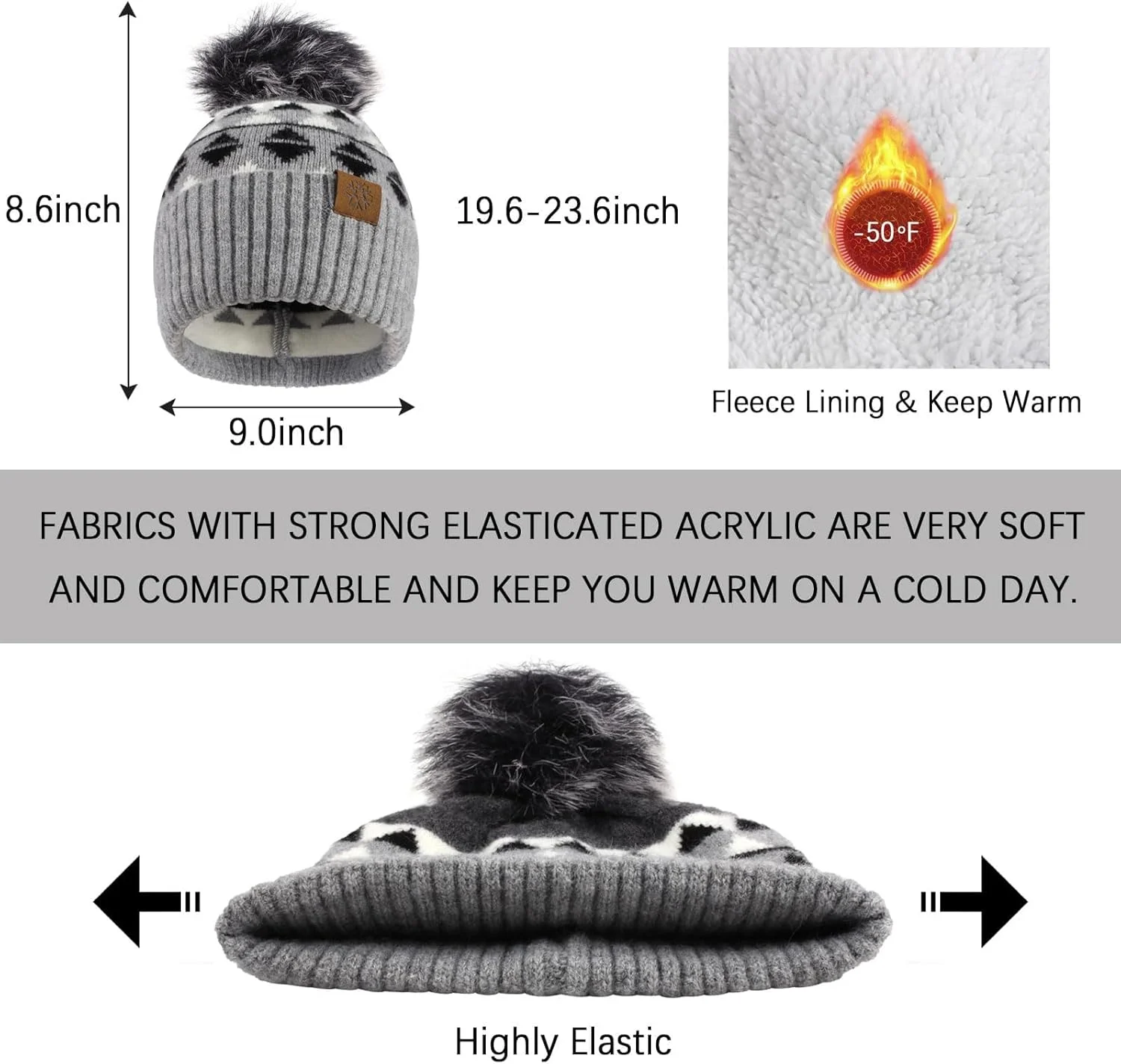 ست کلاه بافتنی زمستانی زنانه KASTWAVE، شال گردن و دستکش های لمسی - بسته 3 تکه گرم پشمی، کلاه جمجمه دنج و لوازم جانبی برای هوای سرد ست کلاه بافتنی زمستانی زنانه KASTWAVE، شال گردن و دستکش های لمسی - بسته 3 تکه گرم پشمی، کلاه جمجمه دنج و لوازم جانبی برای هوای سرد