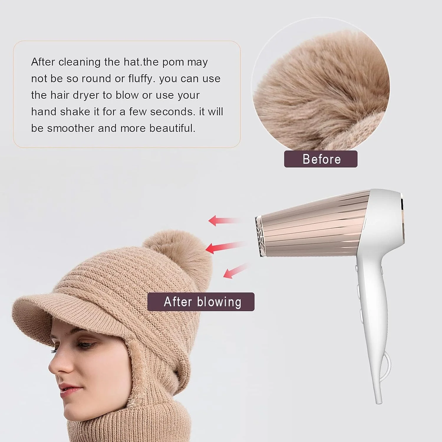 کلاه بافتنی زنانه پوم دار KASTWAVE با آستر پشم گوسفند، ست شال و ماسک زمستانی برای زنان و دختران، کلاه های برفی با گوشی، کلاه اسکی زمستانی گرم و نرم با پوم پوم کلاه بافتنی زنانه پوم دار KASTWAVE با آستر پشم گوسفند، ست شال و ماسک زمستانی برای زنان و دختران، کلاه های برفی با گوشی، کلاه اسکی زمستانی گرم و نرم با پوم پوم