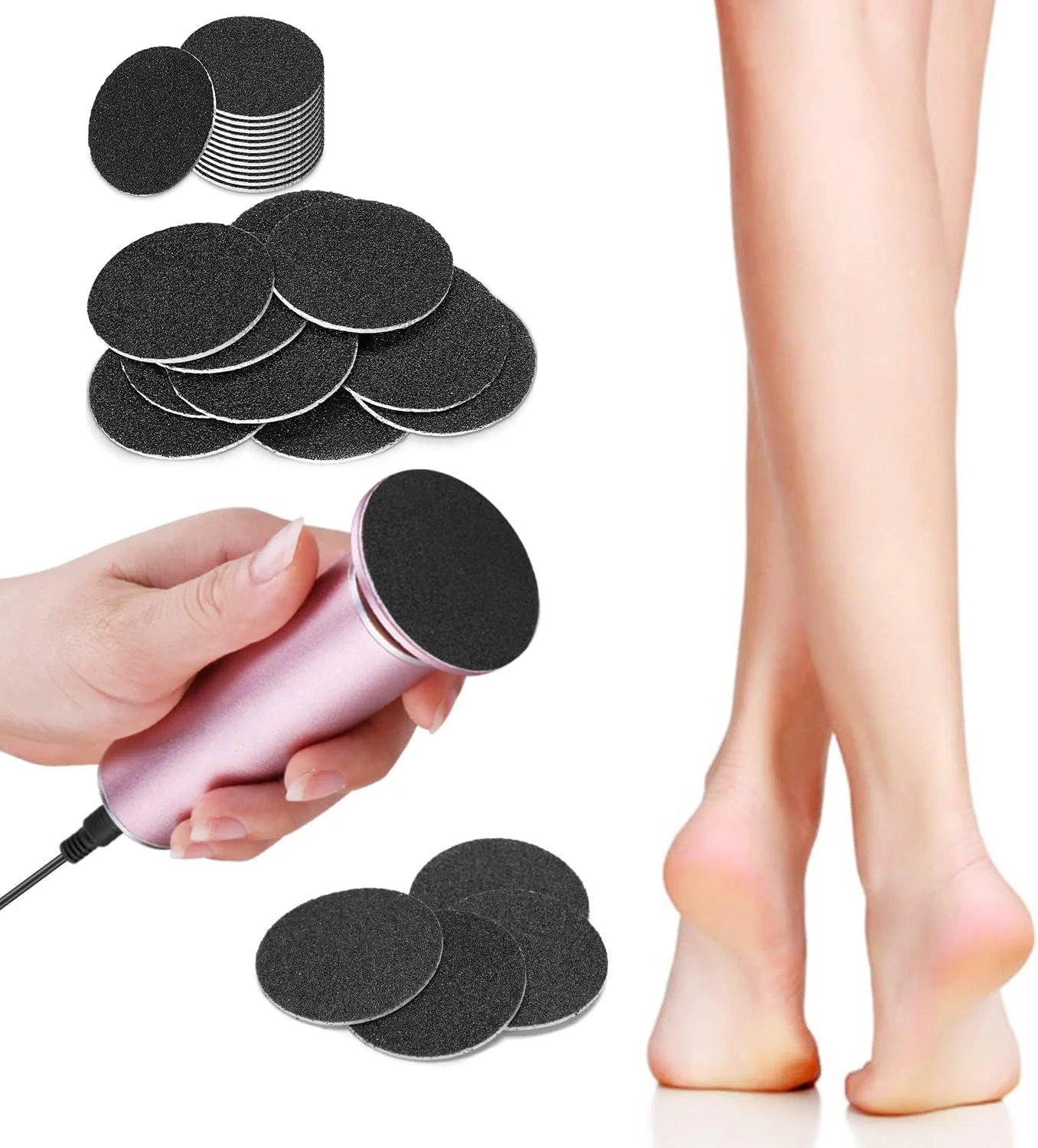 سوهان برقی پدیکور پا، دستگاه سنگ پای برقی با کنترل سرعت، ابزار حرفه ای پدیکور با 60 عدد دیسک سمباده (صورتی) سوهان برقی پدیکور پا، دستگاه سنگ پای برقی با کنترل سرعت، ابزار حرفه ای پدیکور با 60 عدد دیسک سمباده (صورتی)