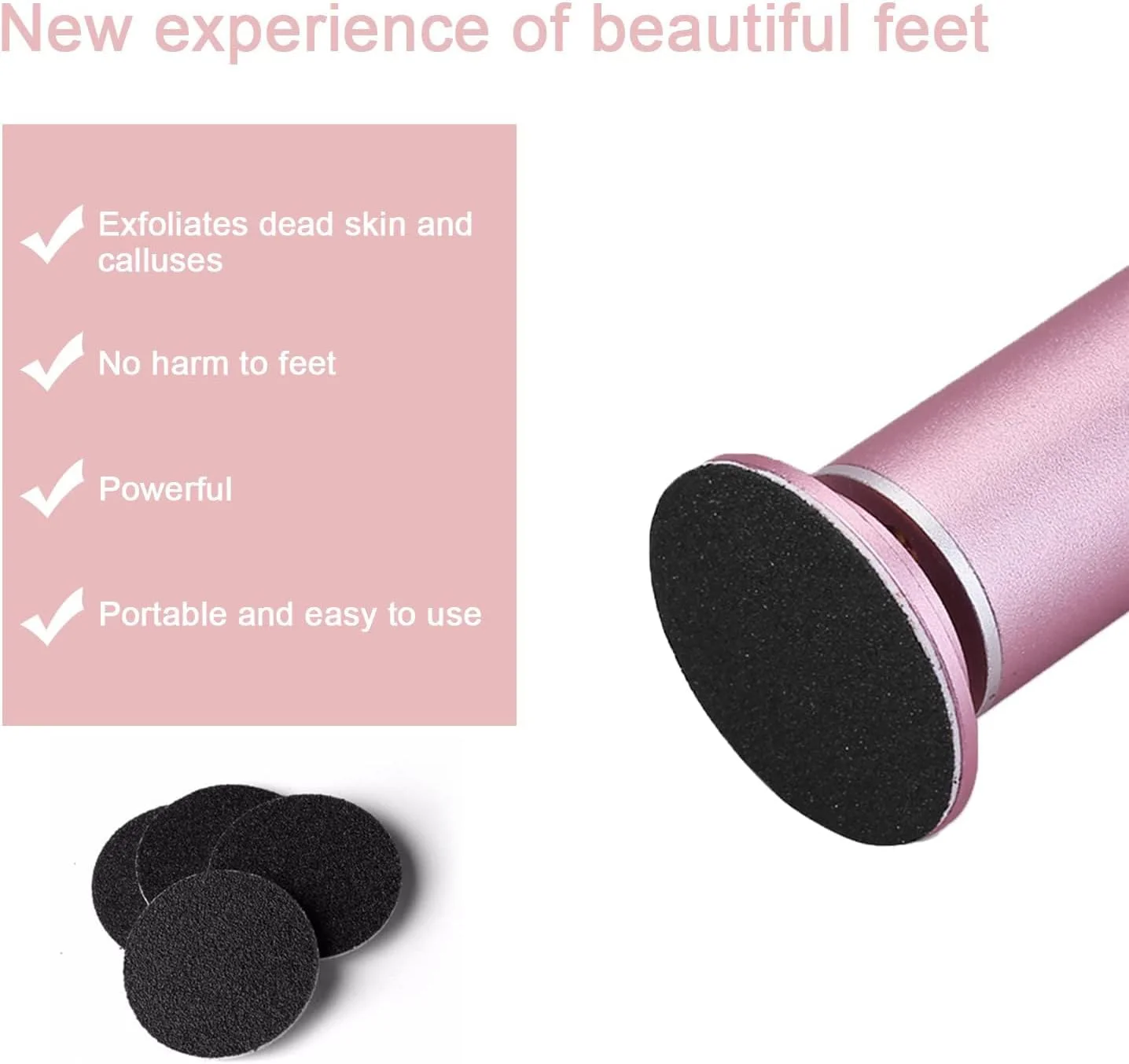 سوهان برقی پدیکور پا، دستگاه سنگ پای برقی با کنترل سرعت، ابزار حرفه ای پدیکور با 60 عدد دیسک سمباده (صورتی) سوهان برقی پدیکور پا، دستگاه سنگ پای برقی با کنترل سرعت، ابزار حرفه ای پدیکور با 60 عدد دیسک سمباده (صورتی)