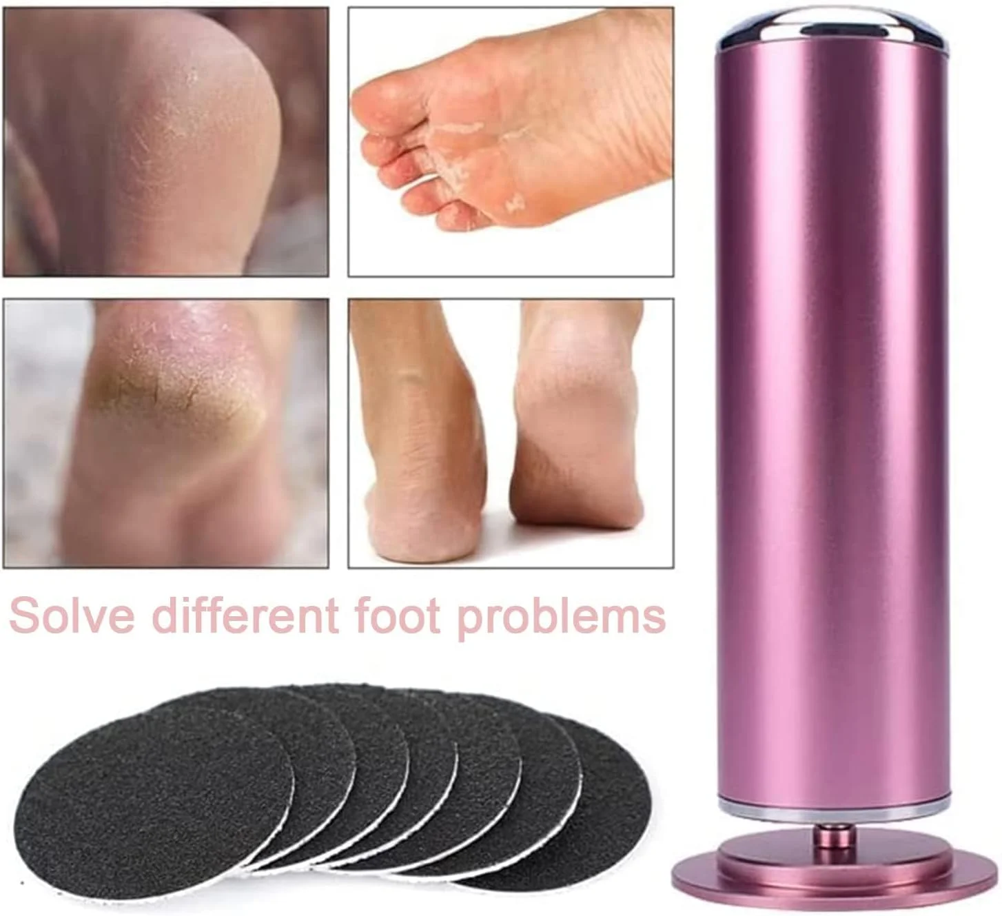 سوهان برقی پدیکور پا، دستگاه سنگ پای برقی با کنترل سرعت، ابزار حرفه ای پدیکور با 60 عدد دیسک سمباده (صورتی) سوهان برقی پدیکور پا، دستگاه سنگ پای برقی با کنترل سرعت، ابزار حرفه ای پدیکور با 60 عدد دیسک سمباده (صورتی)