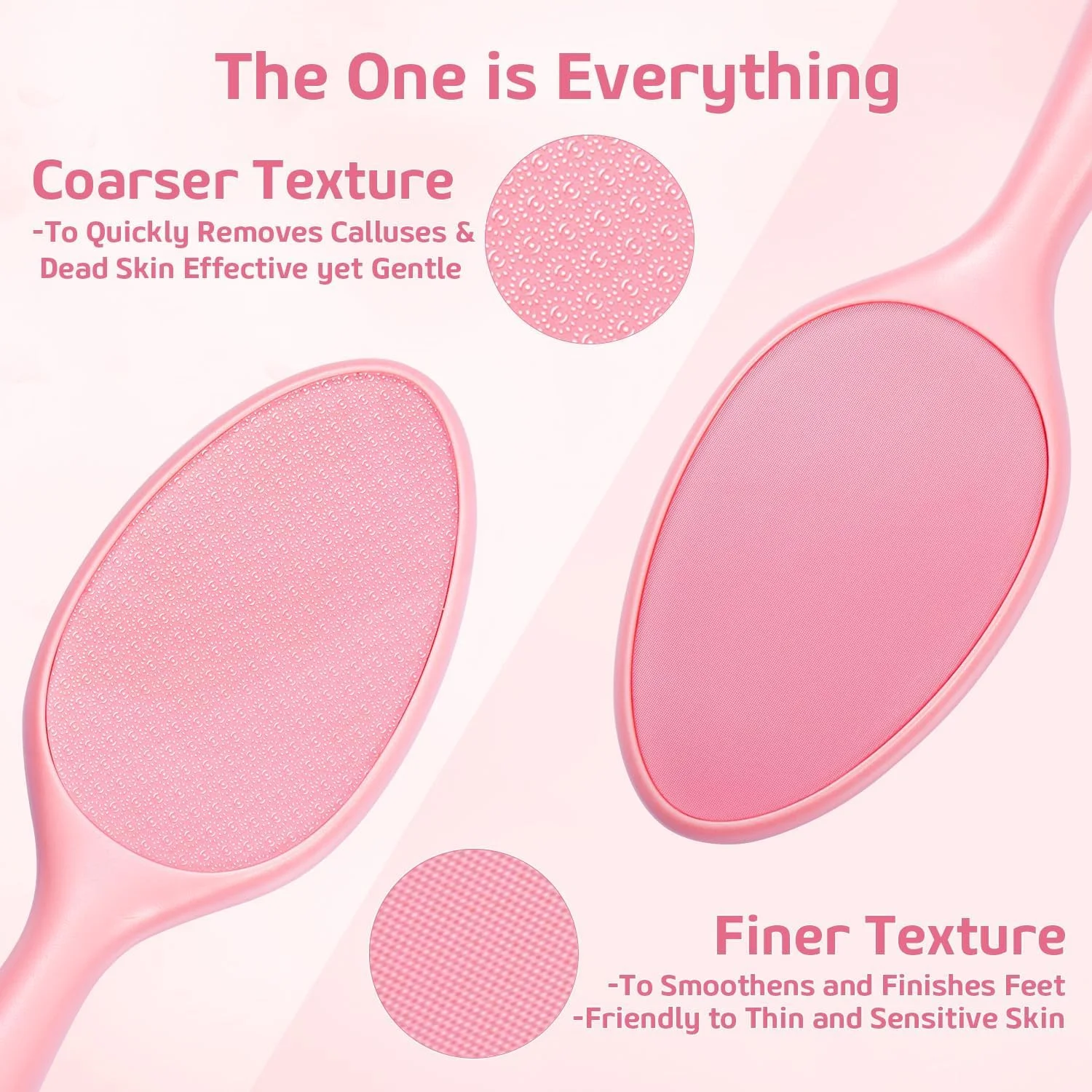 سوهان پدیکور شیشه ای دو طرفه KASTWAVE - از بین برنده موثر پینه پا با دسته بلند و پایه شیک، ابزار پدیکور سنگ پا شیشه ای برای داشتن پاهایی نرم، صورتی