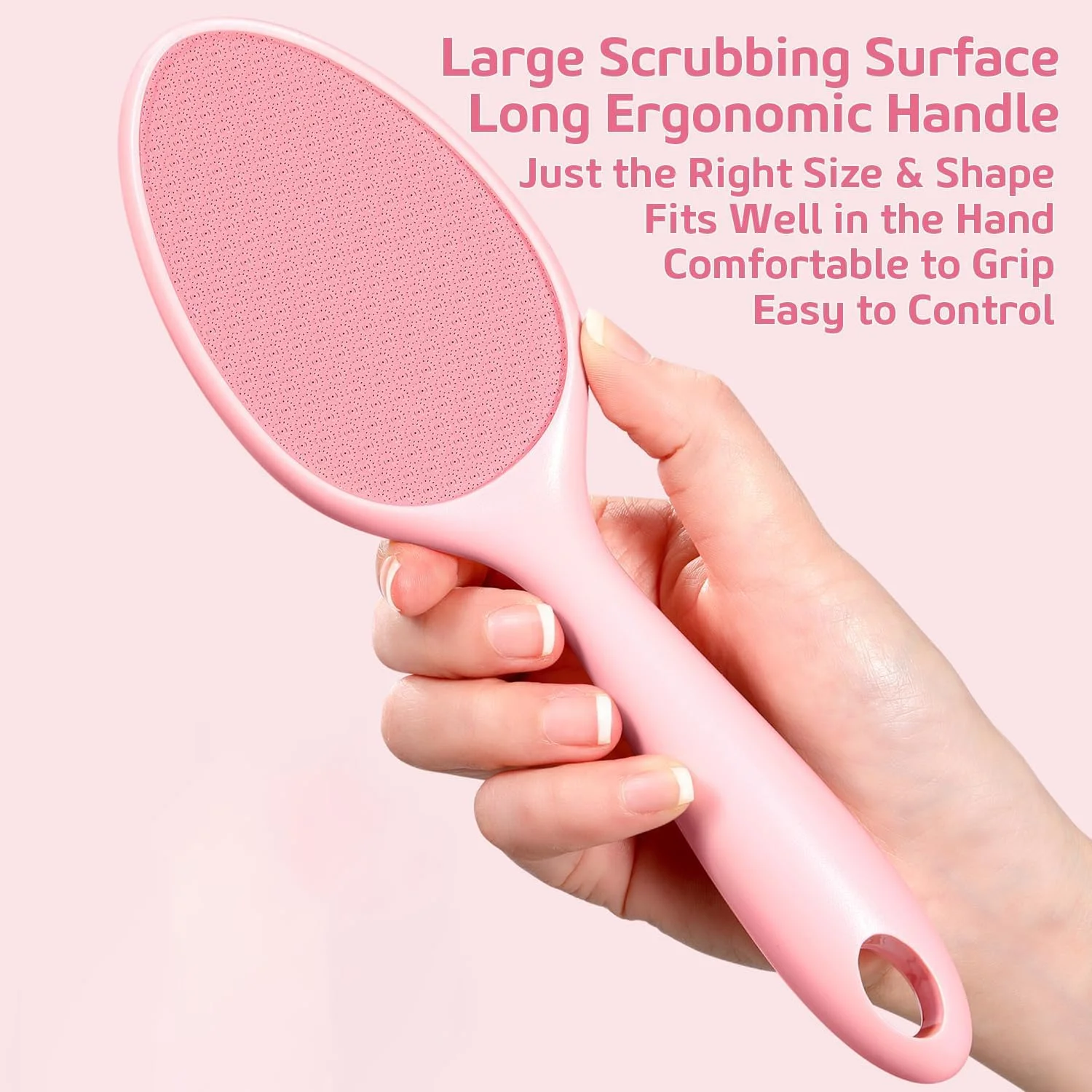 سوهان پدیکور شیشه ای دو طرفه KASTWAVE - از بین برنده موثر پینه پا با دسته بلند و پایه شیک، ابزار پدیکور سنگ پا شیشه ای برای داشتن پاهایی نرم، صورتی