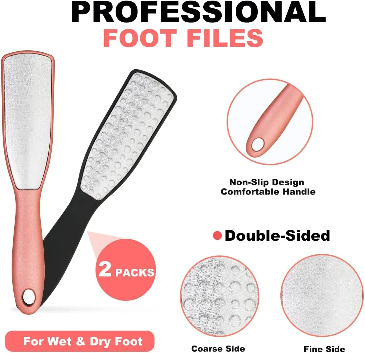 سوهان پا KASTWAVE بسته 2 عددی، سوهان پدیکور دو طرفه حرفه ای، اسکرابر پای استیل ضد زنگ جراحی برای پاهای خشک و مرطوب، ابزار رنده پا با دسته برای پاهای صاف سوهان پا KASTWAVE بسته 2 عددی، سوهان پدیکور دو طرفه حرفه ای، اسکرابر پای استیل ضد زنگ جراحی برای پاهای خشک و مرطوب، ابزار رنده پا با دسته برای پاهای صاف