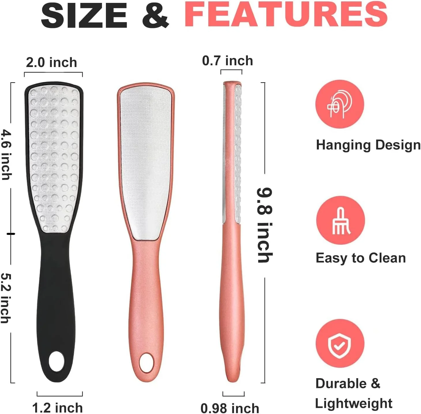 سوهان پا KASTWAVE بسته 2 عددی، سوهان پدیکور دو طرفه حرفه ای، اسکرابر پای استیل ضد زنگ جراحی برای پاهای خشک و مرطوب، ابزار رنده پا با دسته برای پاهای صاف سوهان پا KASTWAVE بسته 2 عددی، سوهان پدیکور دو طرفه حرفه ای، اسکرابر پای استیل ضد زنگ جراحی برای پاهای خشک و مرطوب، ابزار رنده پا با دسته برای پاهای صاف