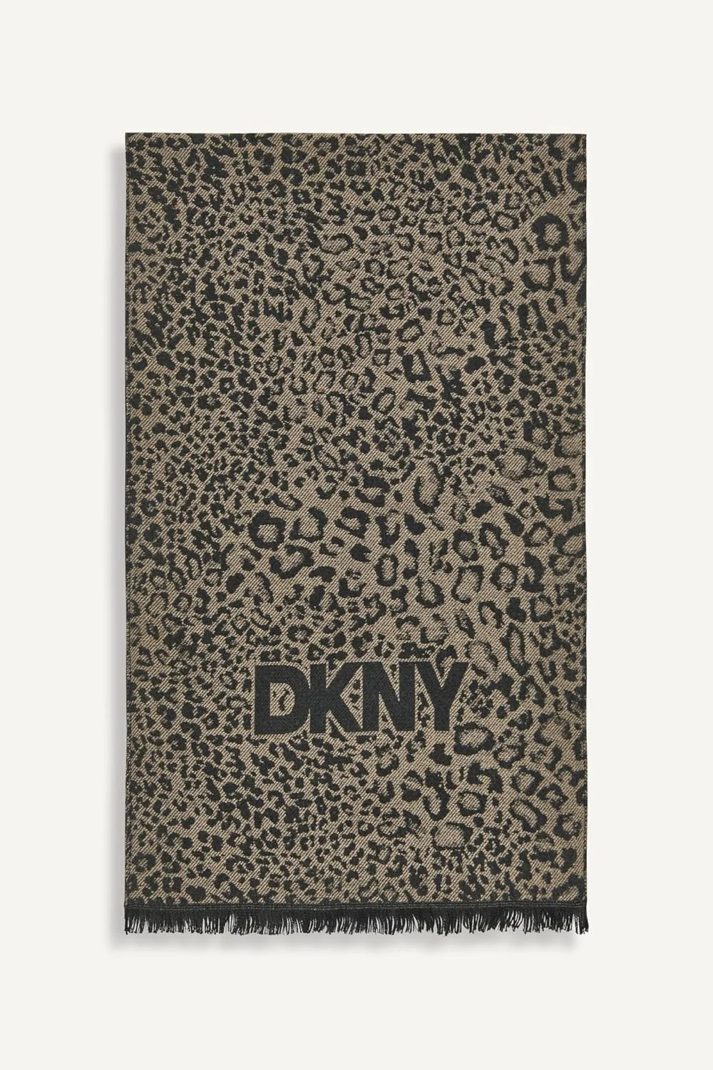 شال زنانه DKNY طرح پلنگی ژاکارد با ریشه های تابیده شال زنانه DKNY طرح پلنگی ژاکارد با ریشه های تابیده