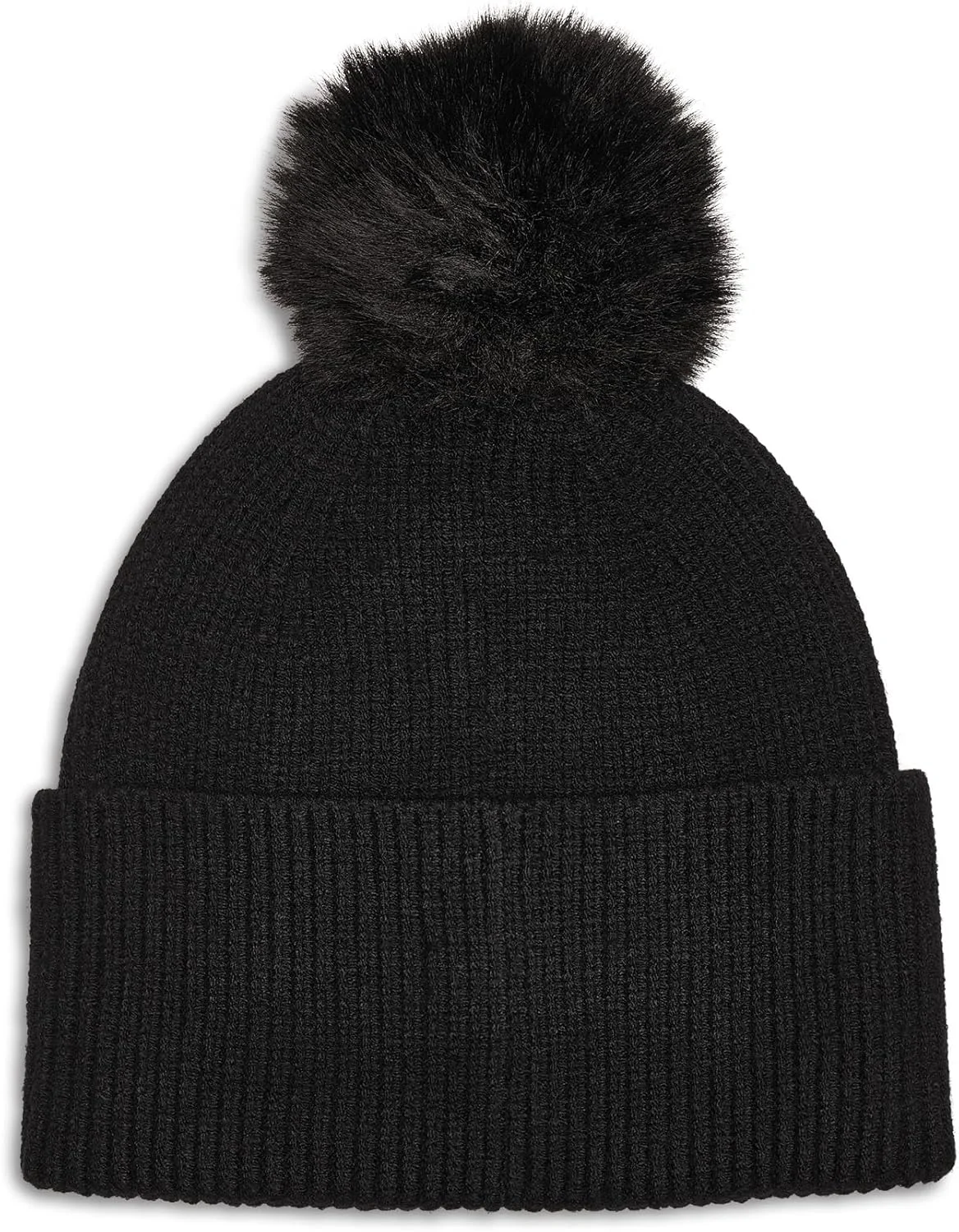 کلاه بافتنی زنانه DKNY با لوگوی گل میخ دار و منگوله خز مصنوعی