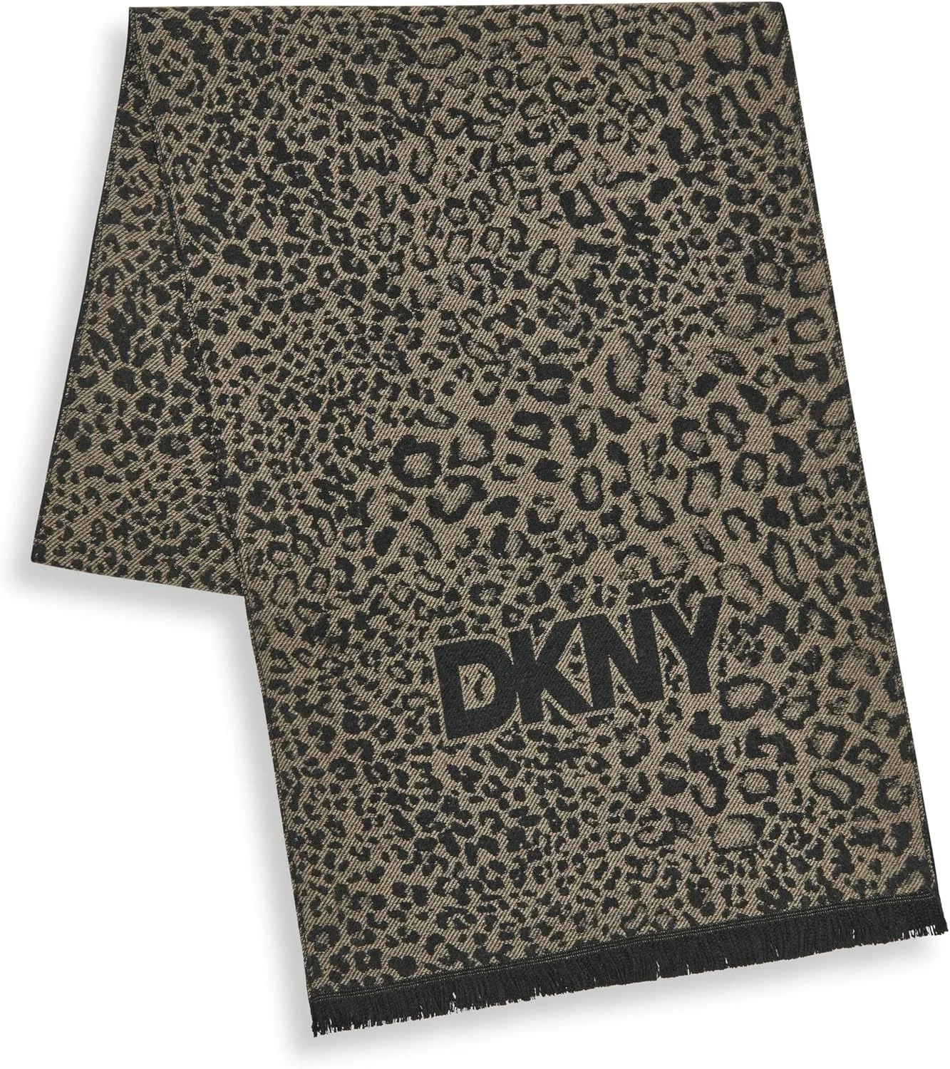 شال زنانه DKNY طرح پلنگی ژاکارد با ریشه های تابیده شال زنانه DKNY طرح پلنگی ژاکارد با ریشه های تابیده