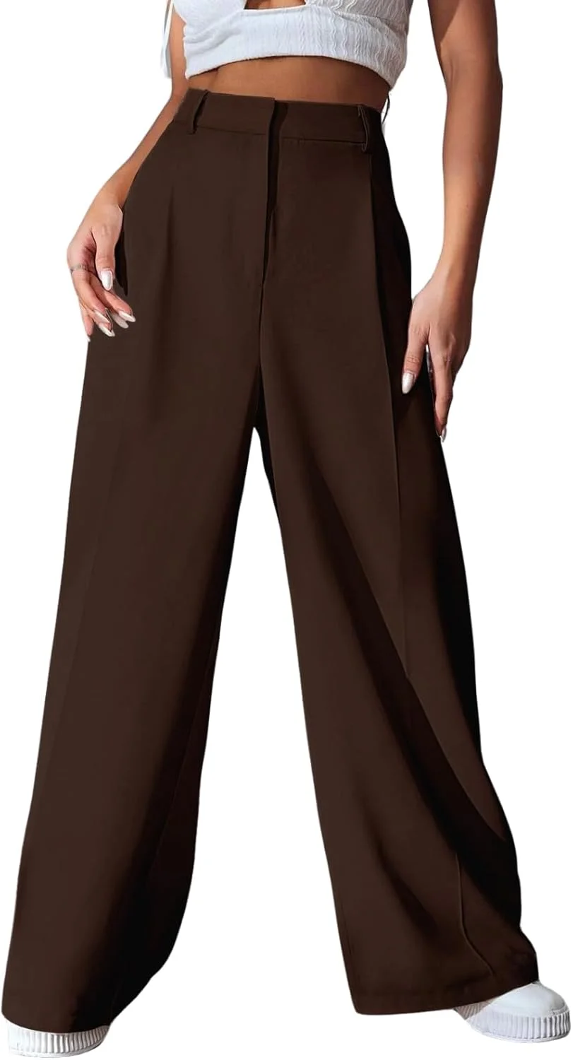 GRECIILOOKS شلوار زنانه فاق بلند کمر بلند، مدل کره ای، مناسب استایل رسمی | لباس کار شیک برای اداره، دانشگاه و مراسم (بسته 2 عددی)