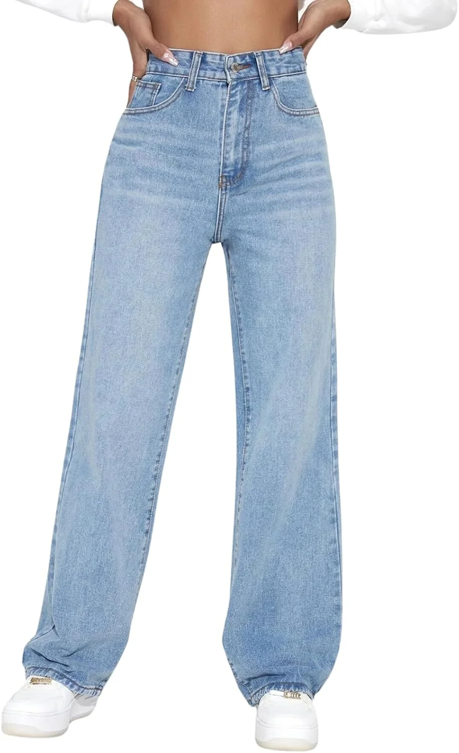 GRECIILOOKS شلوار جین زنانه مدرن با فیت معمولی (آبی آسمانی، 32) | مدل فاق: فاق بلند