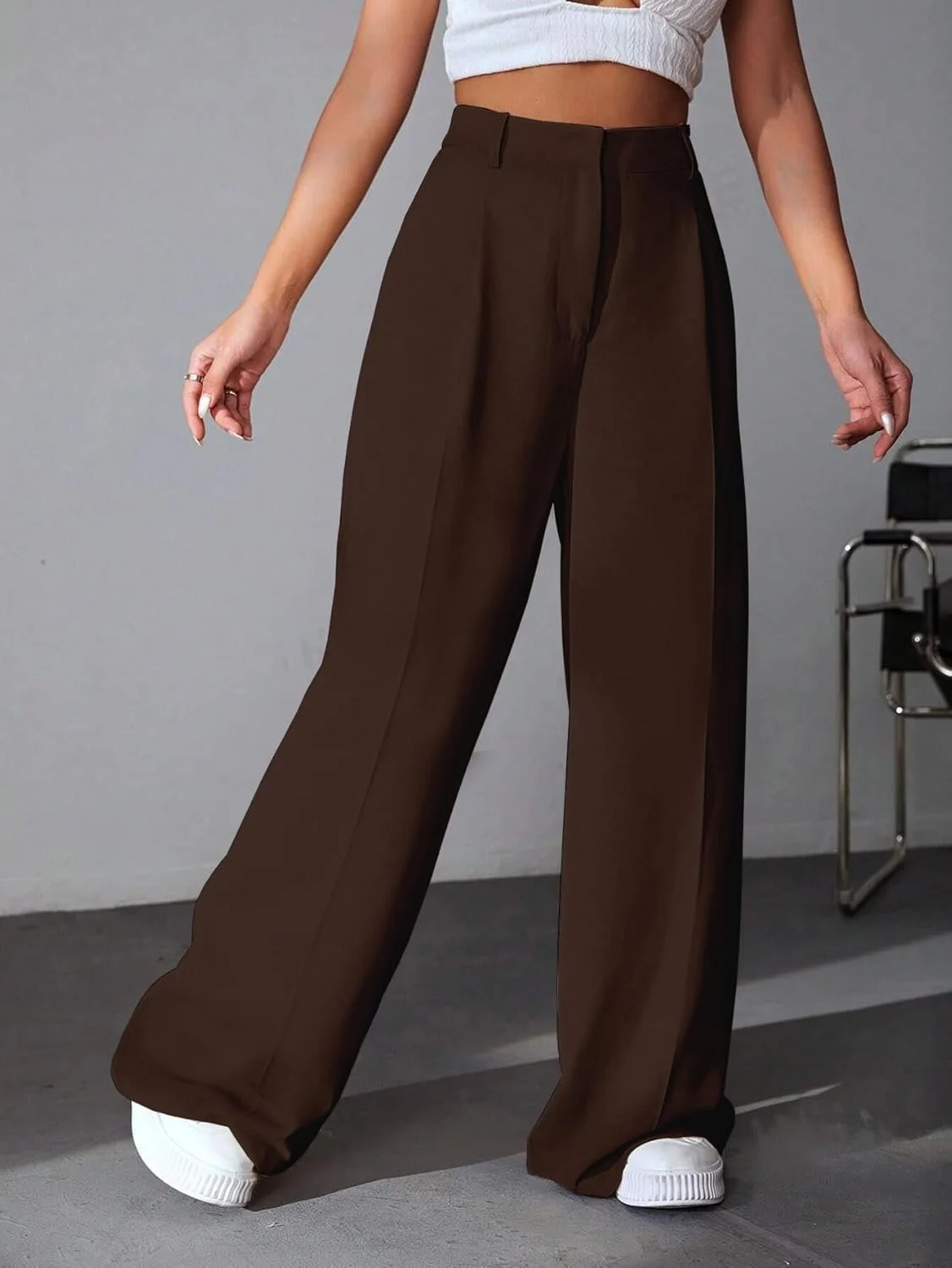 GRECIILOOKS شلوار زنانه فاق بلند کمر بلند، مدل کره ای، مناسب استایل رسمی | لباس کار شیک برای اداره، دانشگاه و مراسم (بسته 2 عددی)