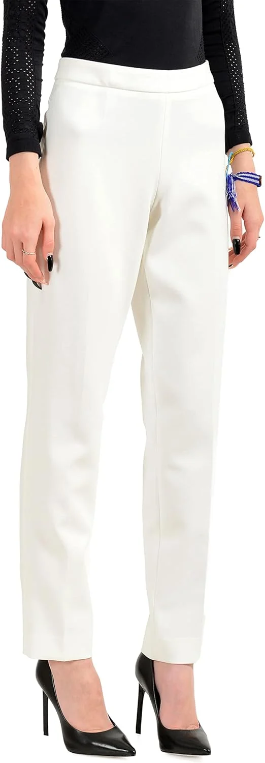 شلوار زنانه راسته سفید هوگو باس مدل Tiluna_SideZip2 سایز 2 آمریکایی معادل 38 ایتالیایی
