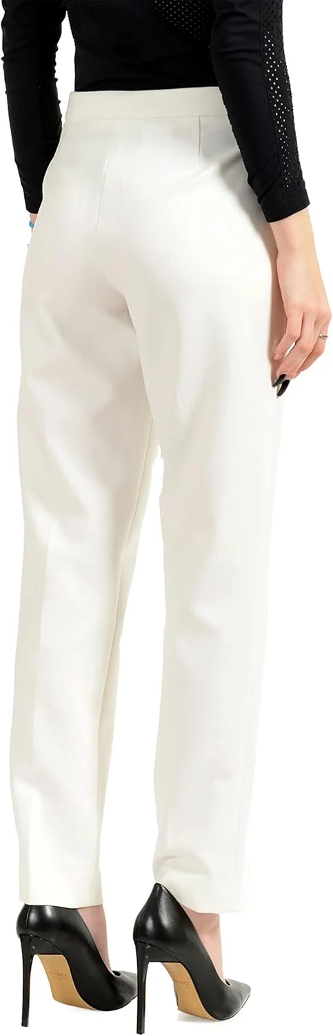 شلوار زنانه راسته سفید هوگو باس مدل Tiluna_SideZip2 سایز 2 آمریکایی معادل 38 ایتالیایی