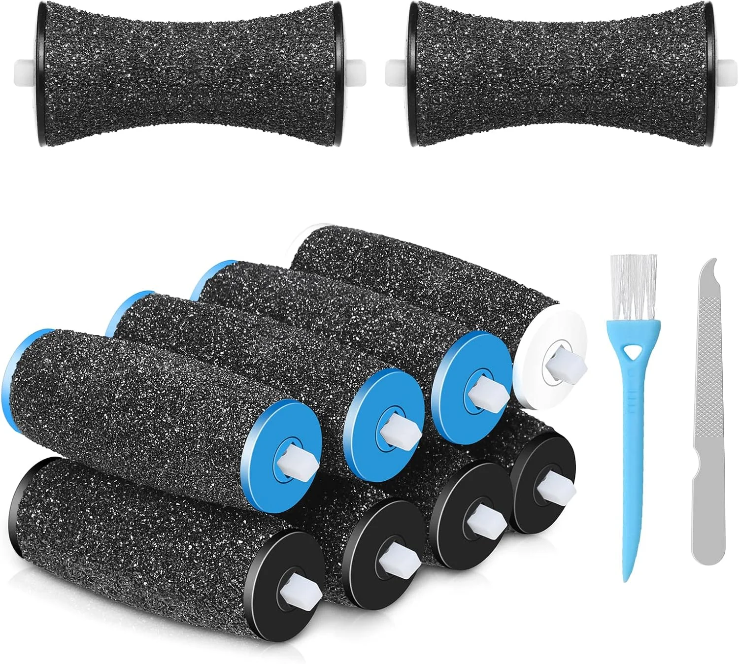 جورست [بسته 10 عددی] غلتک های جایگزین در 2 شکل برای Velvet Smooth، 3 نوع زبری، سنگ پا برقی، مناسب برای دستگاه پدیکور و سوهان برقی پا
