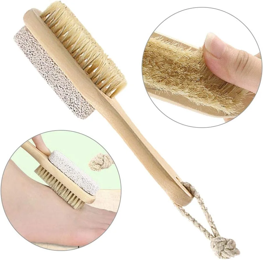 Healifty برس تمیز کننده پا، برس پا، سنگ پا، سوهان پاشنه پا، برس لایه بردار پا، رنده پا، سنگ پا برای پا، برس حمام پا، برس شستشوی پا چوبی بامبو