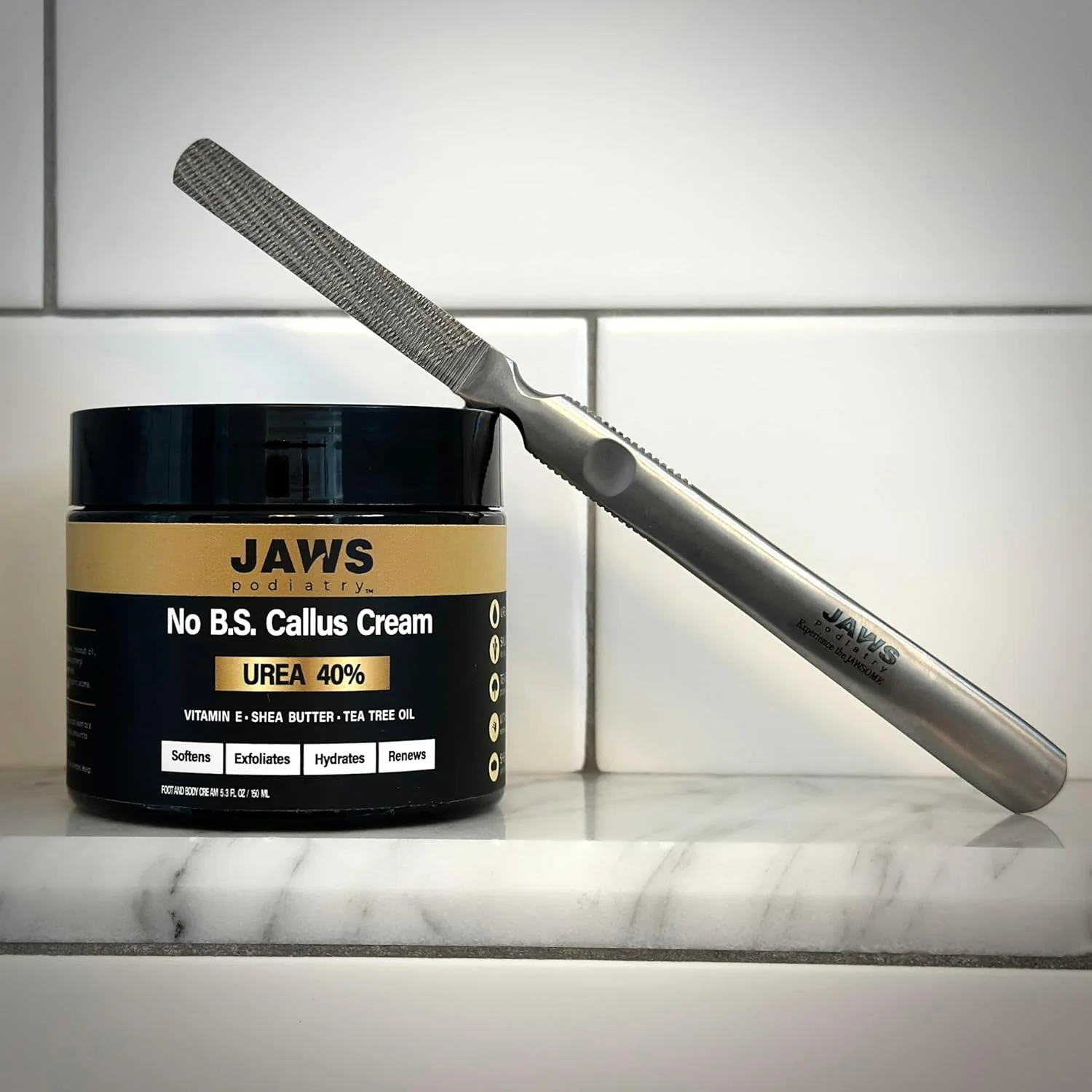 رنده پینه پا استیل ضد زنگ درجه جراحی Jaws - از بین برنده دقیق پینه برای پا - سوهان پای نقره ای