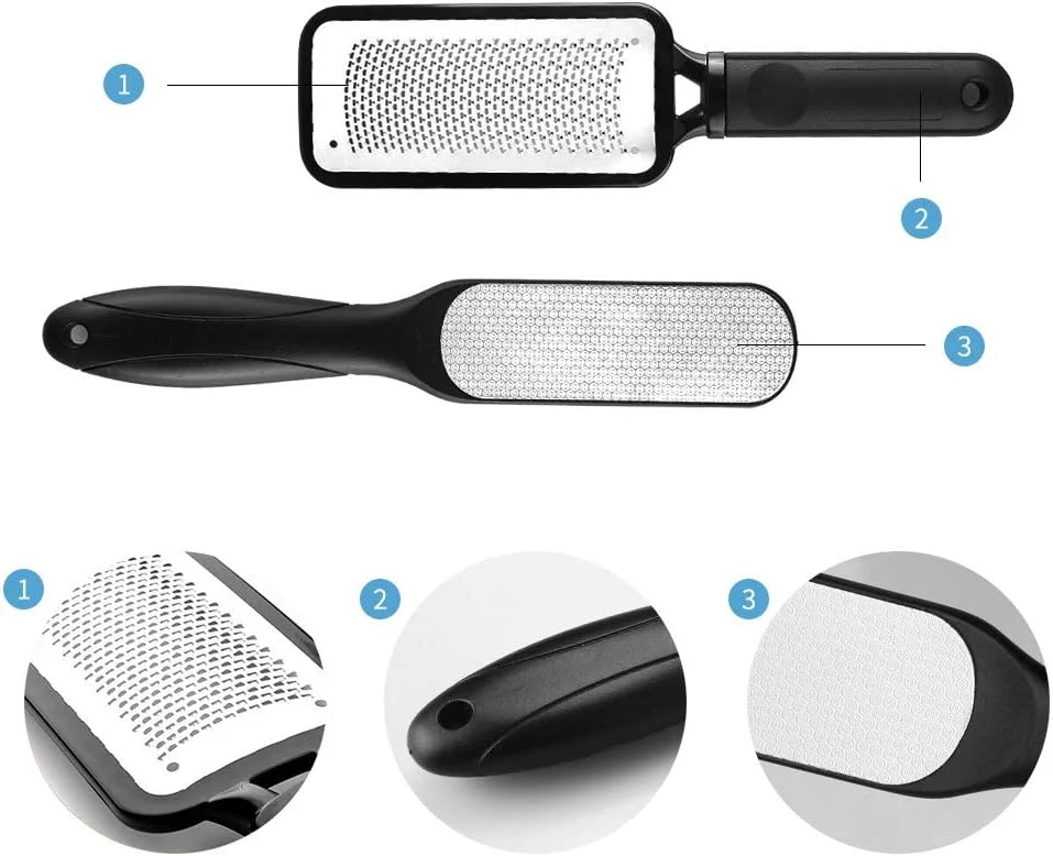 سوهان پا Fu Store، 2 عدد رنده پا استیل ضد زنگ و سوهان دو طرفه پا، ابزار حرفه ای پدیکور، اسکرابر پا با کیفیت عالی سوهان پا Fu Store، 2 عدد رنده پا استیل ضد زنگ و سوهان دو طرفه پا، ابزار حرفه ای پدیکور، اسکرابر پا با کیفیت عالی